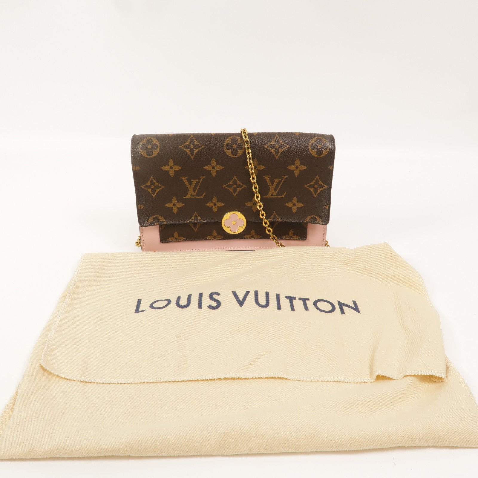 LOUIS VUITTON Monogram Flore Chain Wallet鏈帶肩背袋