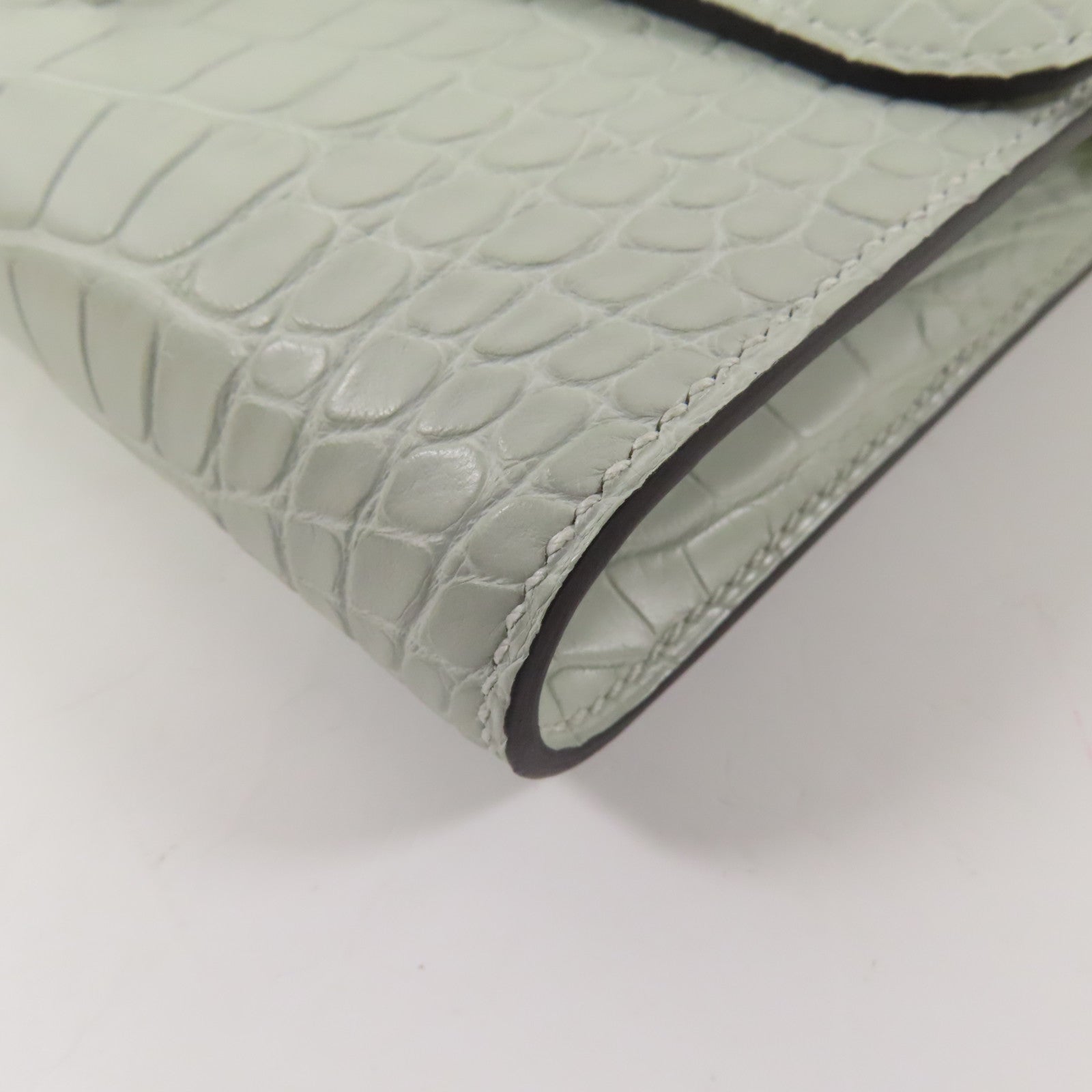 HERMES Alligator皮革Constance To Go銀扣肩背袋Gris Neve