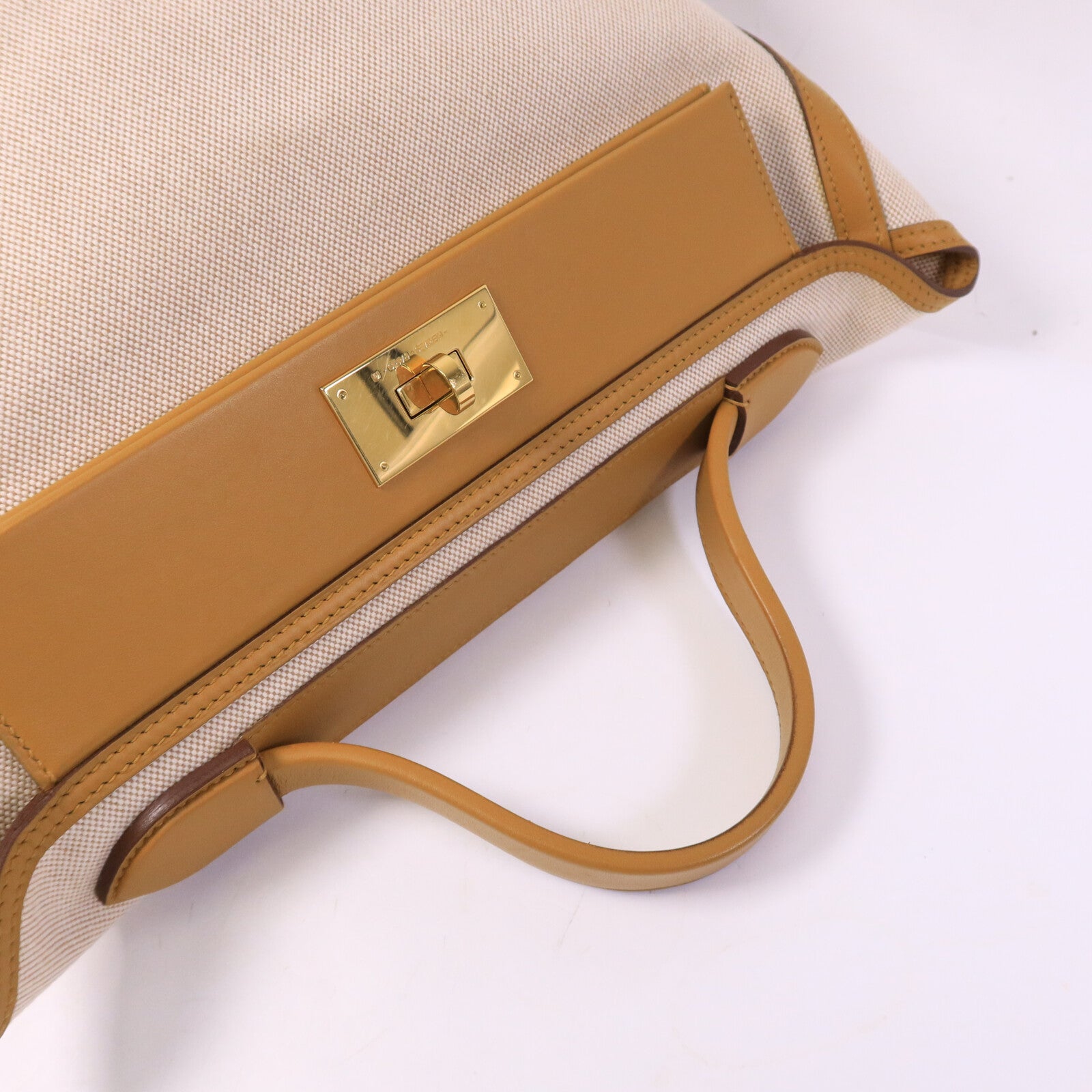HERMES 帆布/Swift皮革24/24 35CM手挽袋Sesame