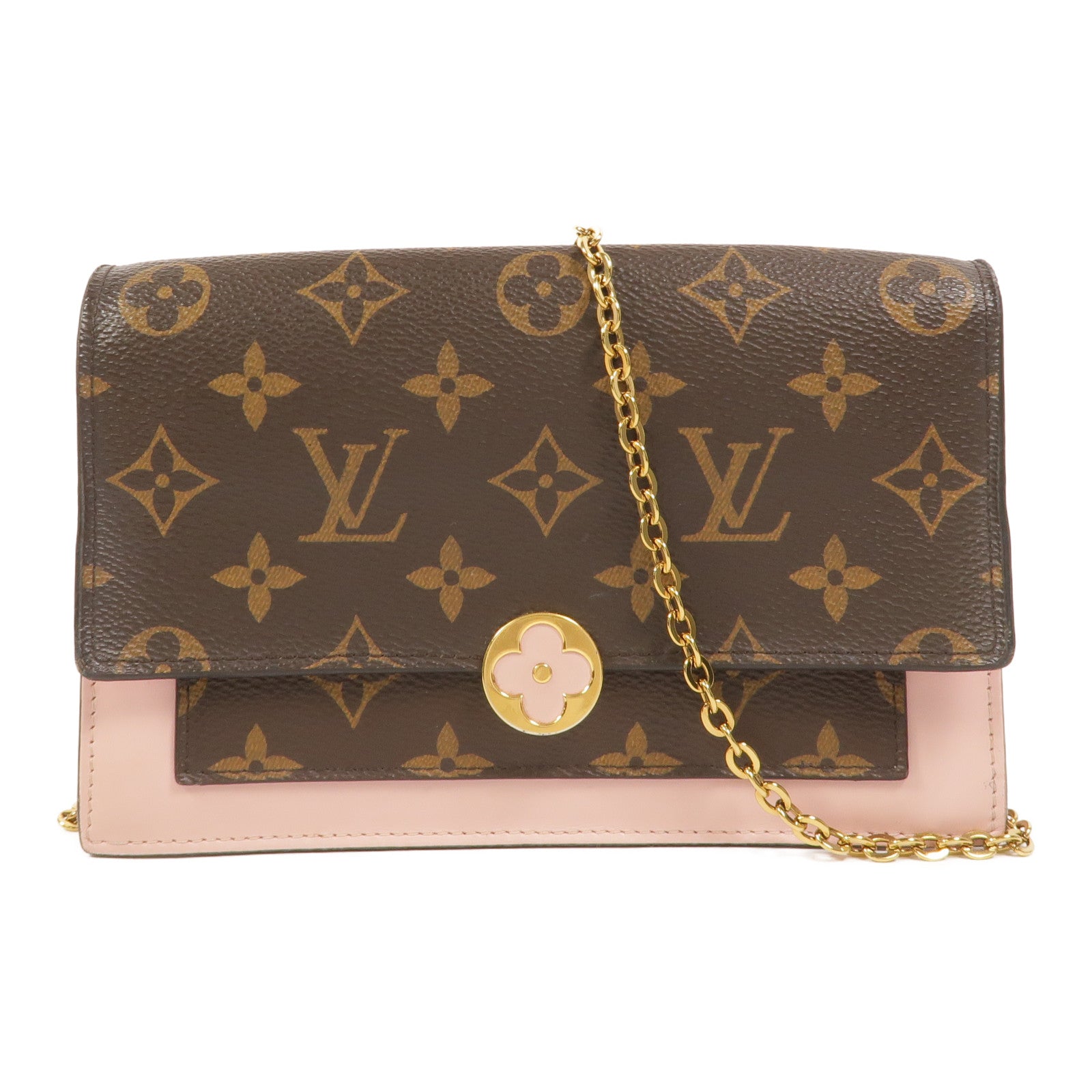 LOUIS VUITTON Monogram Flore Chain Wallet鏈帶肩背袋