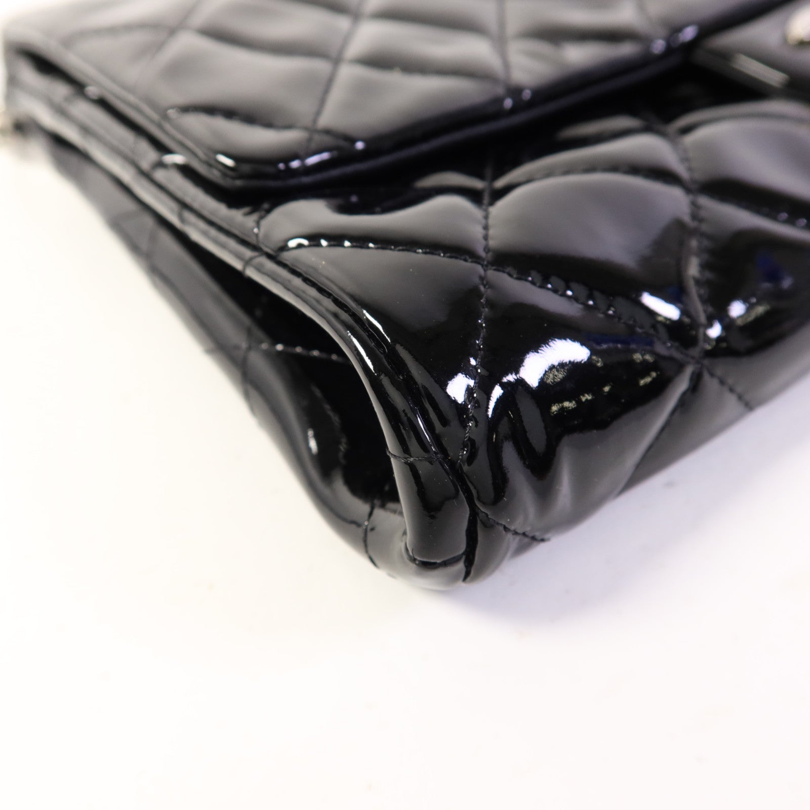 CHANEL 漆皮皮革Chain Shoulder Bag銀扣鏈帶肩背袋