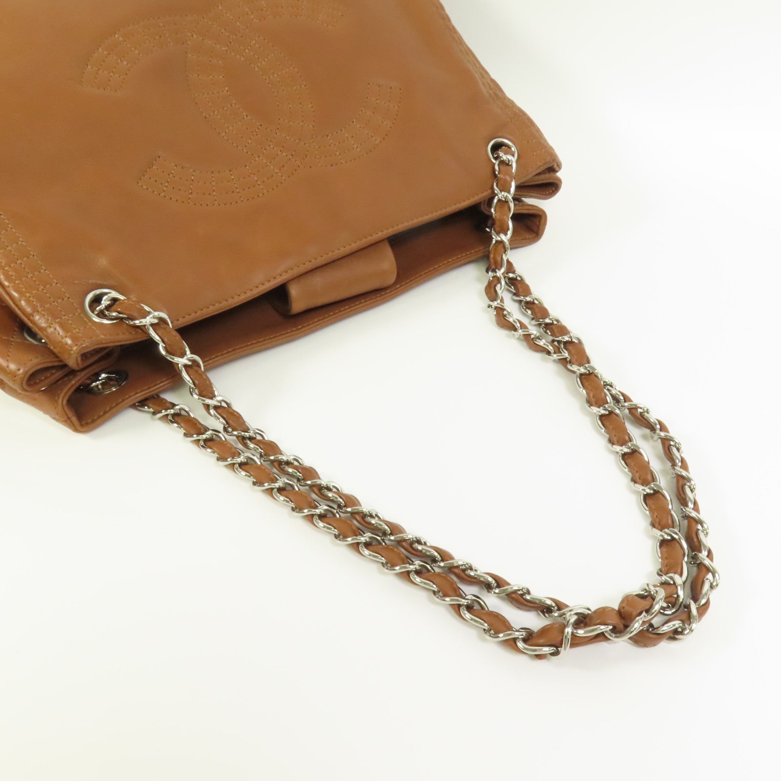 CHANEL 牛皮皮革Coco Bengal Tote銀扣肩背袋