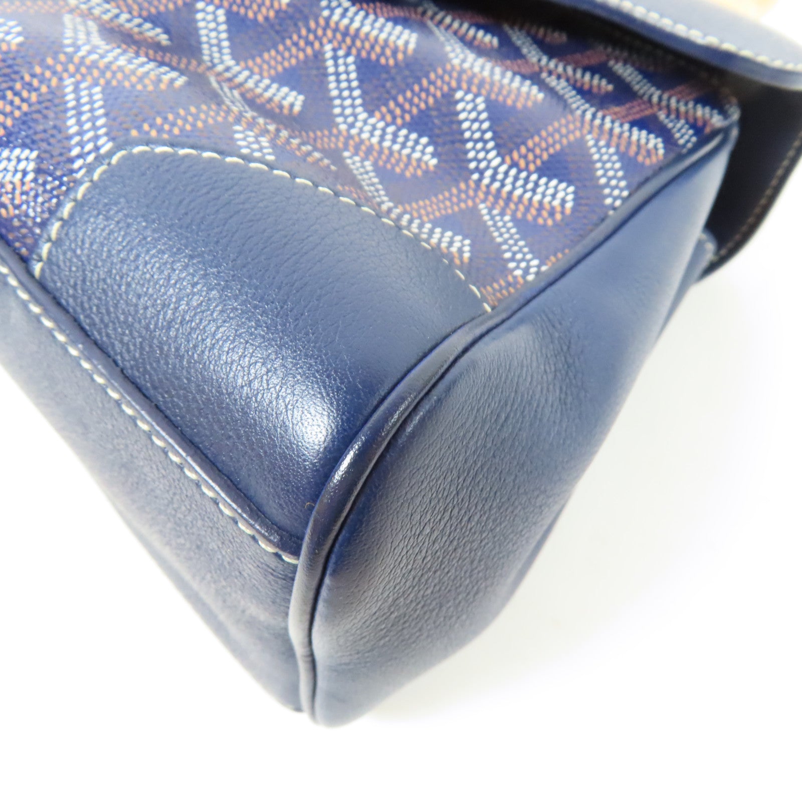 GOYARD 塗層帆布Saigon Structure Mini Bag銀扣手挽肩背兩用袋深藍色