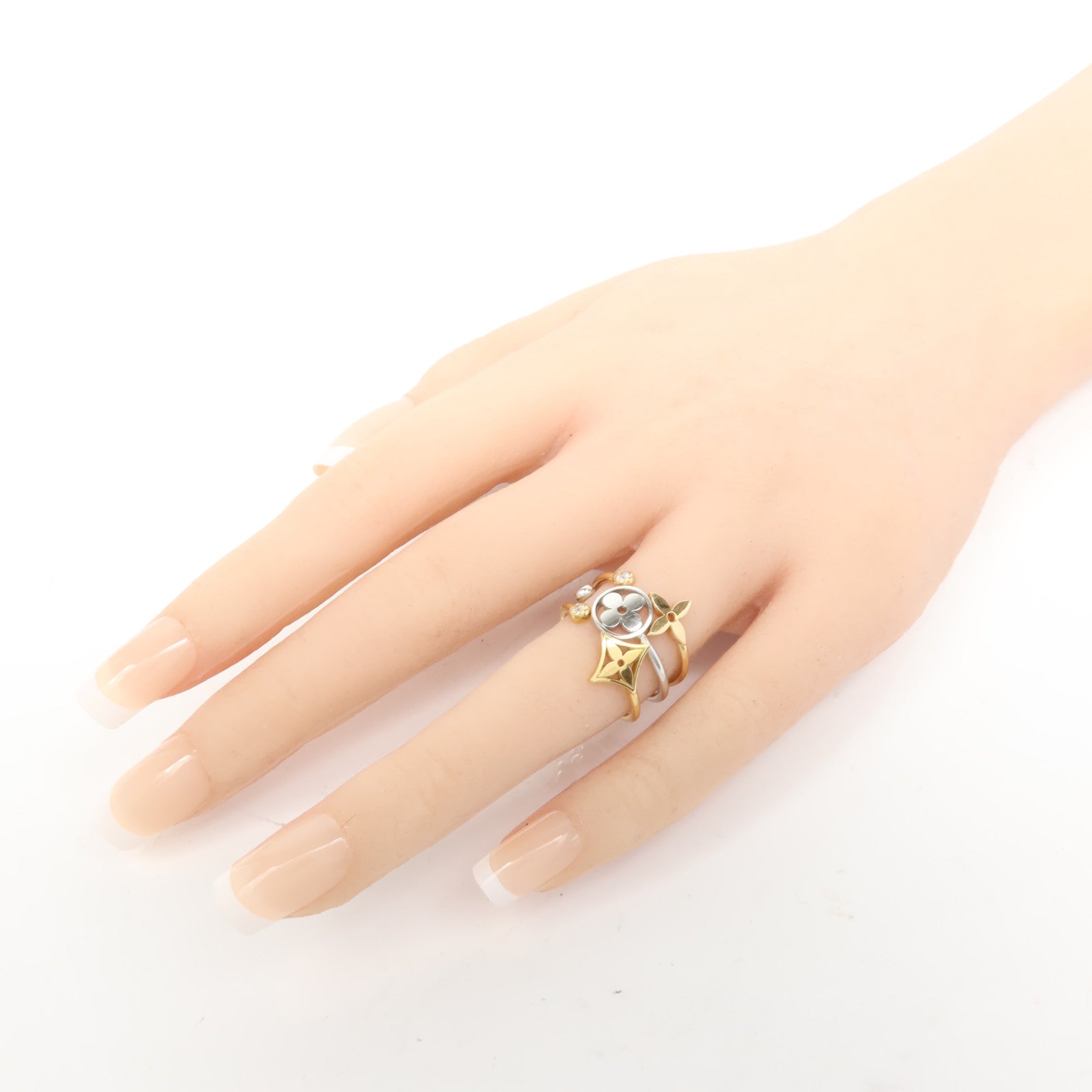 LOUIS VUITTON 18K白金/黃金/玫瑰金Diamond Idylle Blossom Ring鑽石戒指US#6.25