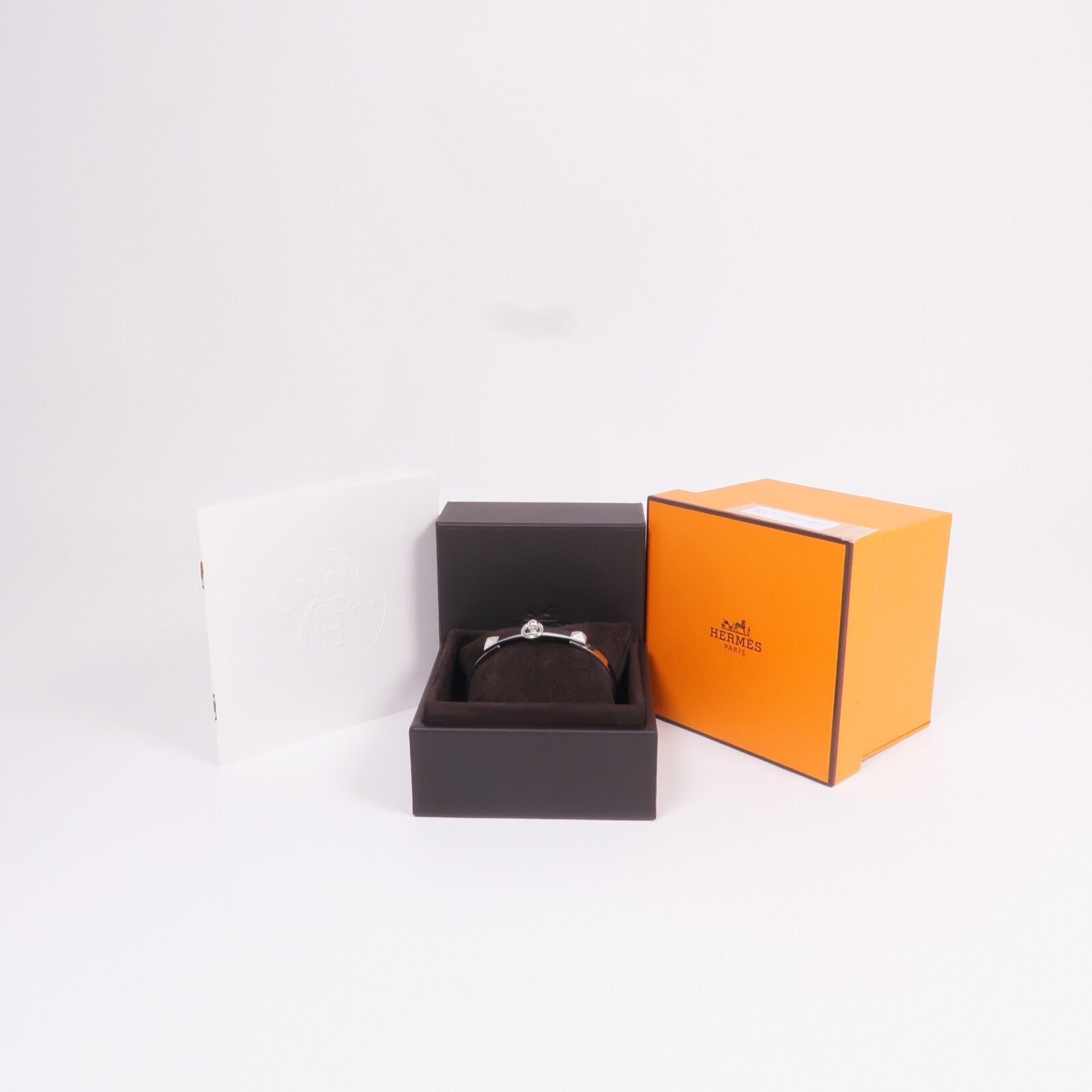 HERMES 18K白金Collier de chien Bracelet鑽石手鐲