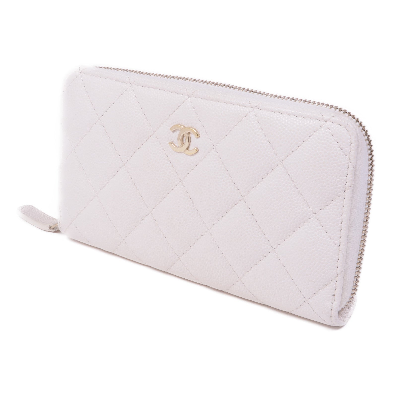 CHANEL 牛皮皮革Zipped Wallet金扣長錢包