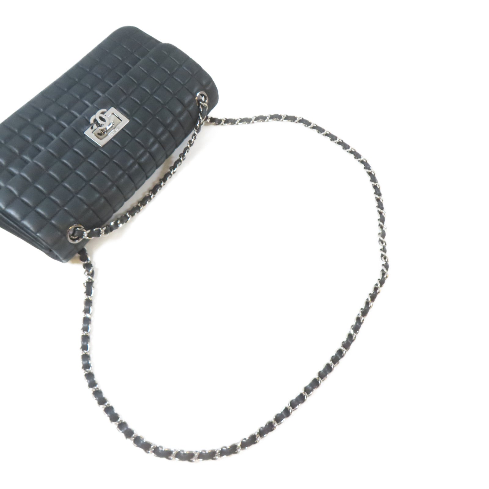 CHANEL 【激減優惠】皮革Chain Shoulder Bag銀扣鏈帶肩背袋黑色