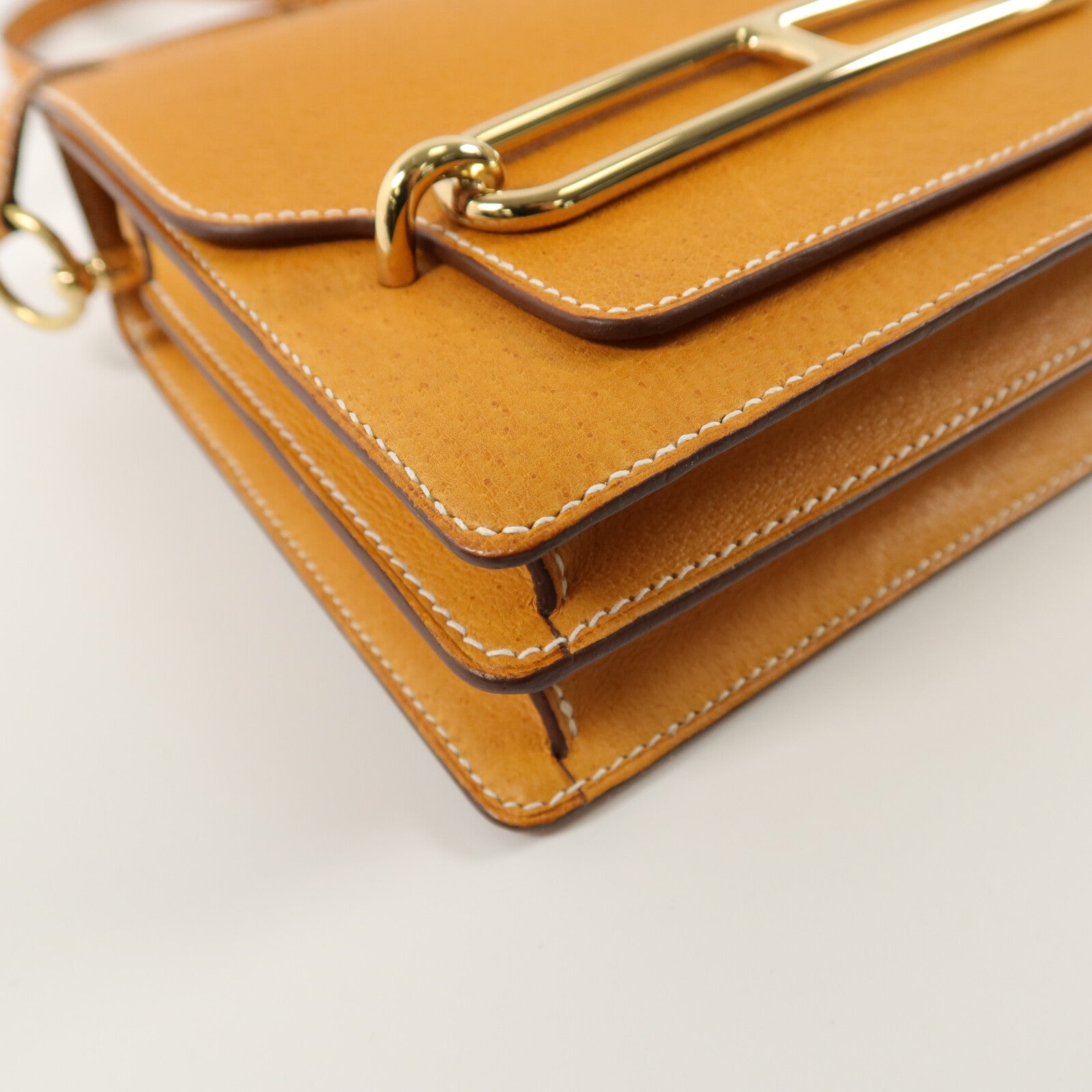 HERMES Peau De Porc皮革Roulis Mini肩背袋Toffee