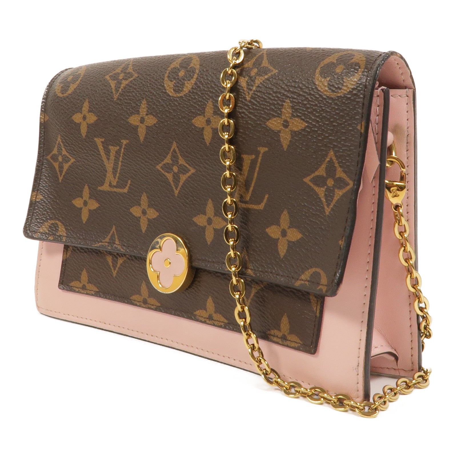 LOUIS VUITTON Monogram Flore Chain Wallet鏈帶肩背袋