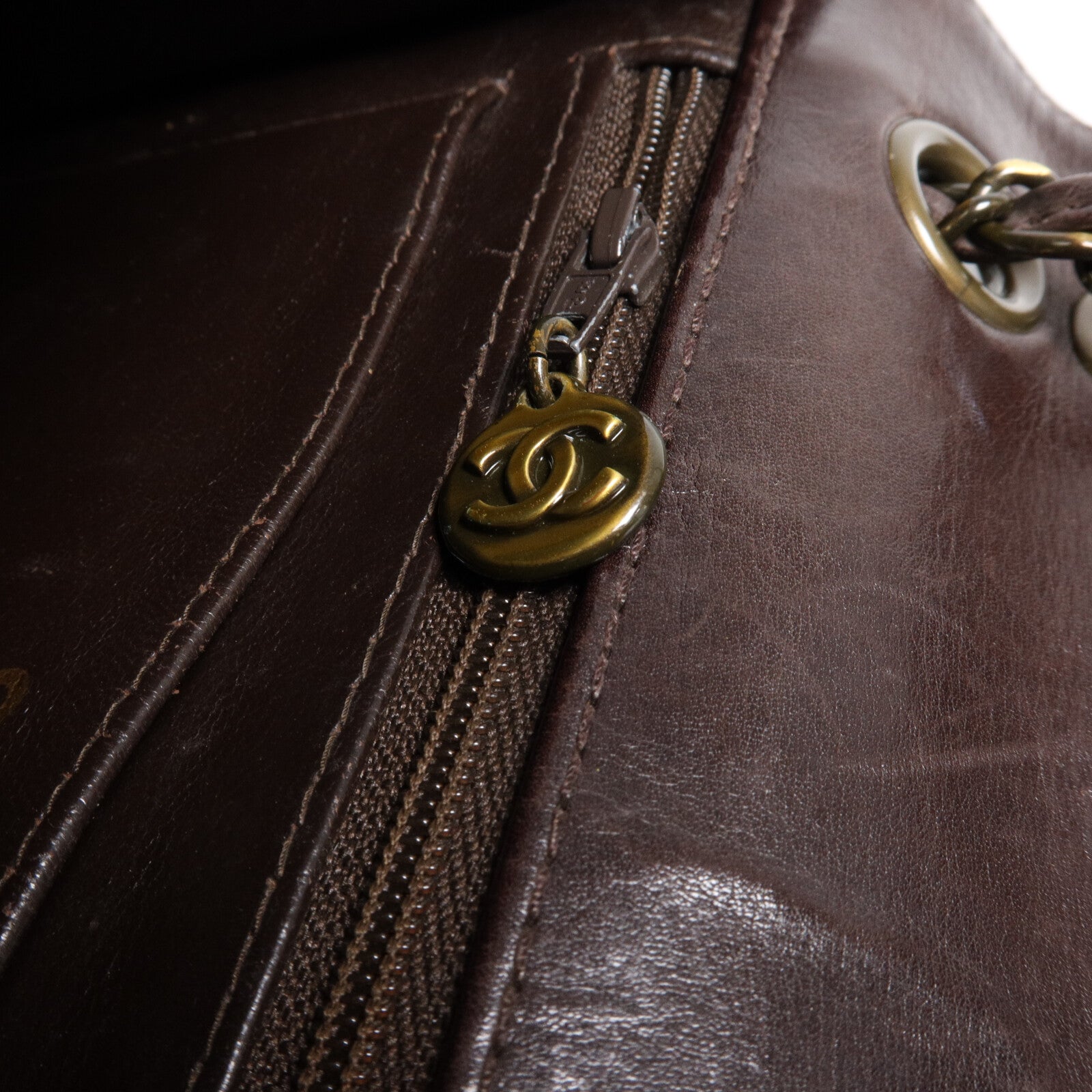 CHANEL 羊皮皮革Vintage Chain Shoulder鏈帶肩背袋
