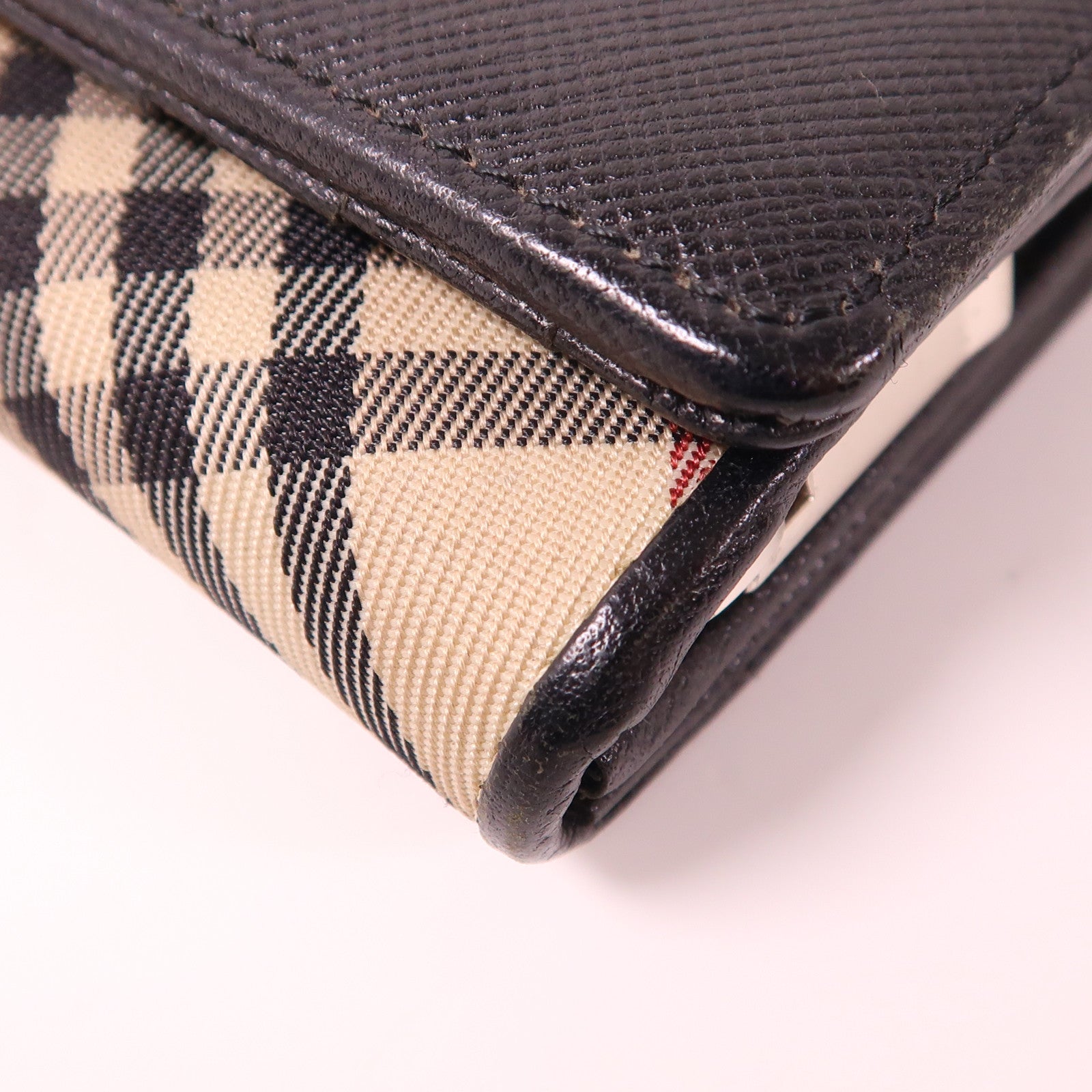BURBERRY 帆布/皮革Wallet銀扣錢包