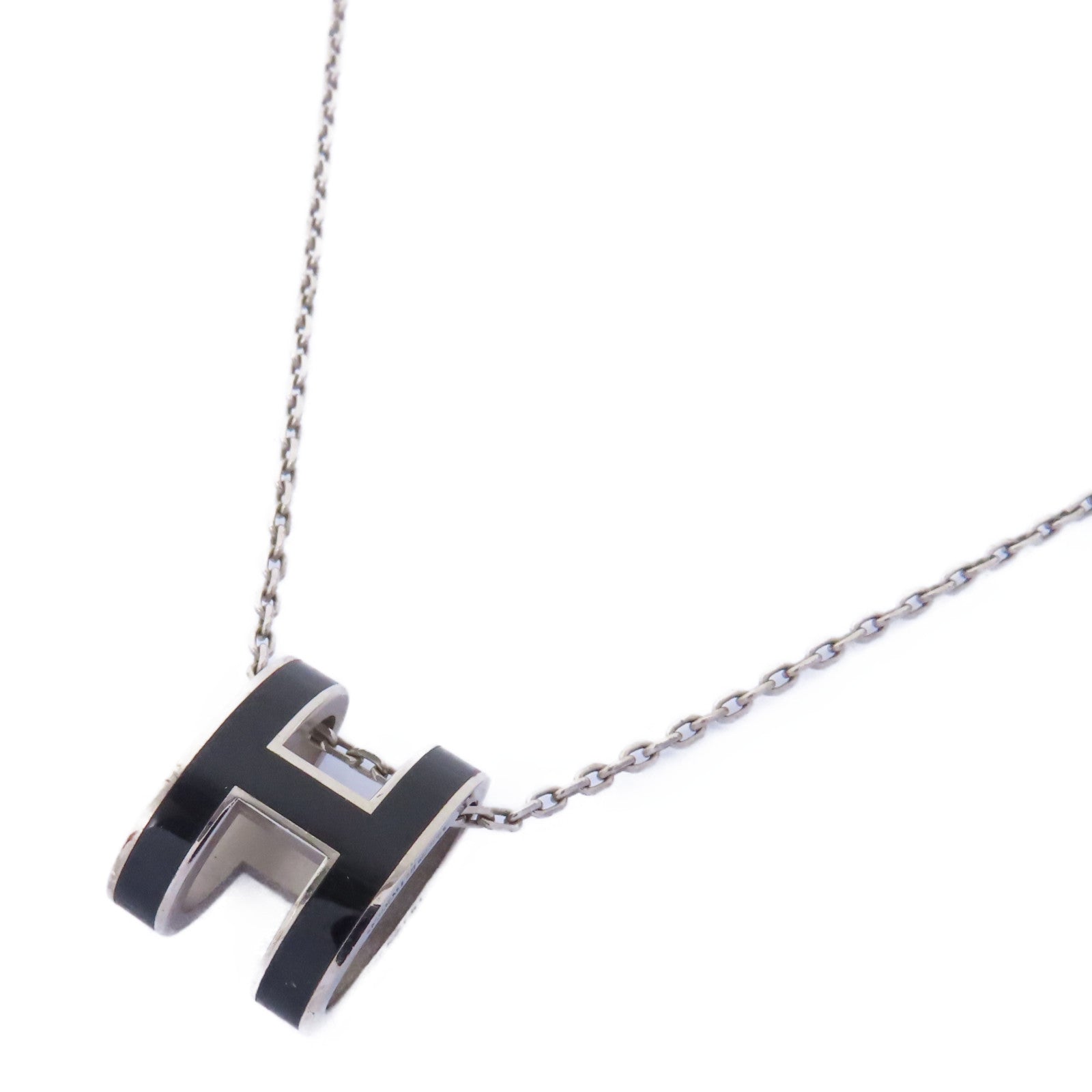 HERMES 金屬Pop H Necklace項鍊銀色/黑色