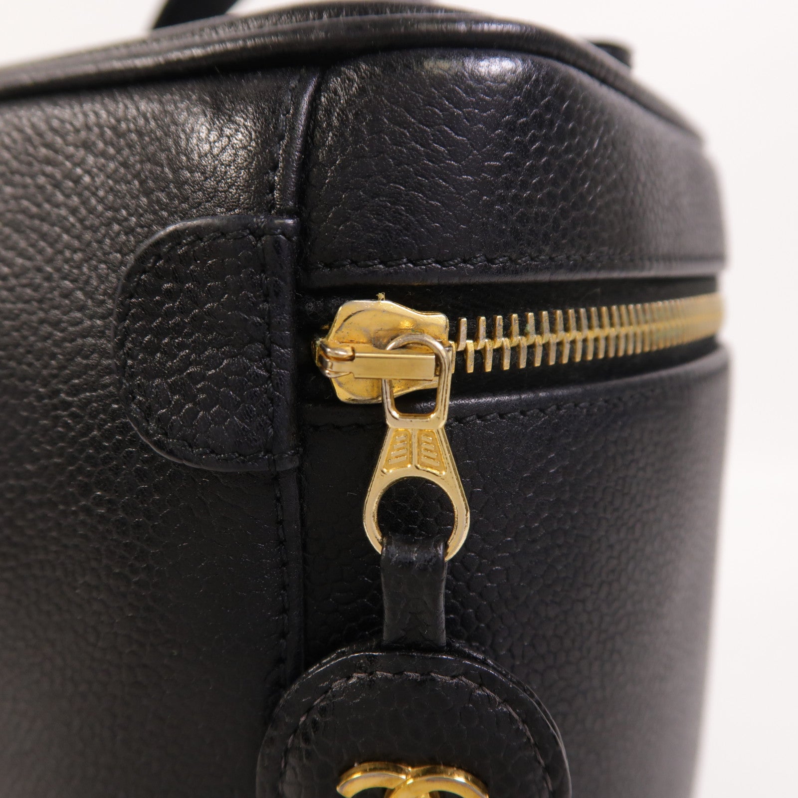 CHANEL 牛皮皮革Vintage Vanity Case金扣手挽袋