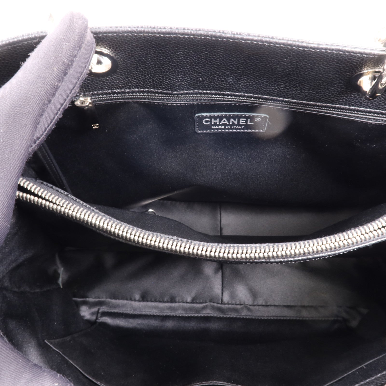 CHANEL 牛皮皮革GST Grand Shopping Tote Bag銀扣鏈帶肩背袋