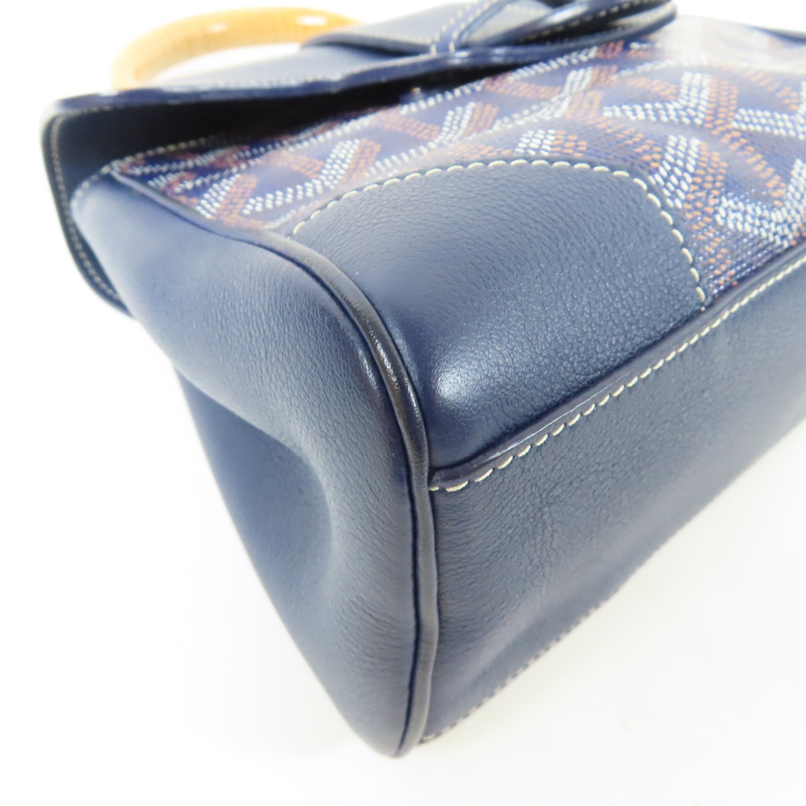 GOYARD 塗層帆布Saigon Structure Mini Bag銀扣手挽肩背兩用袋深藍色
