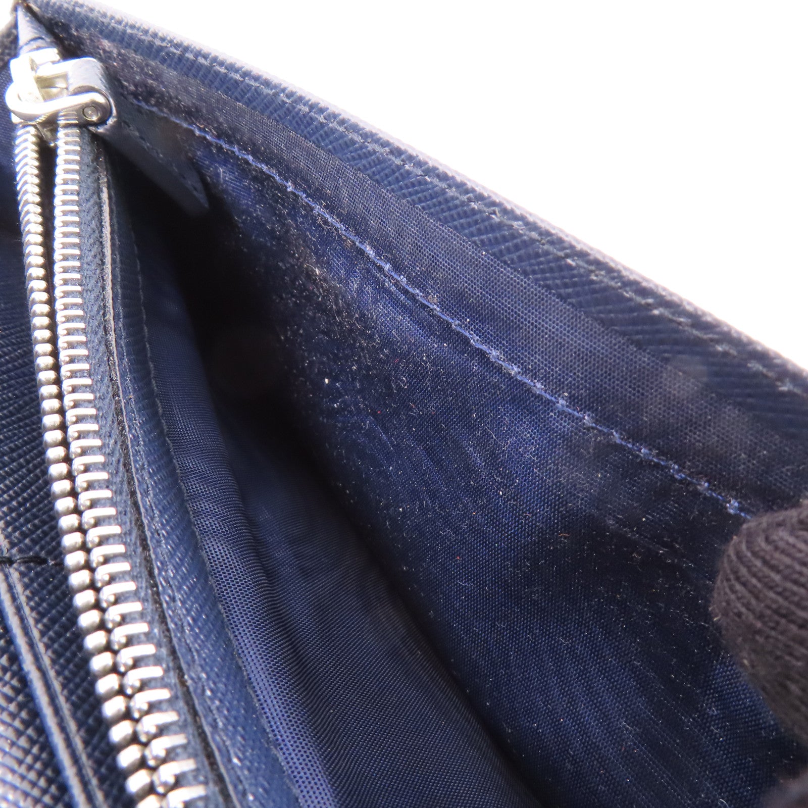 PRADA SHW Long Bifold Wallet 2MU836 Saffiano Leather Navy Blue