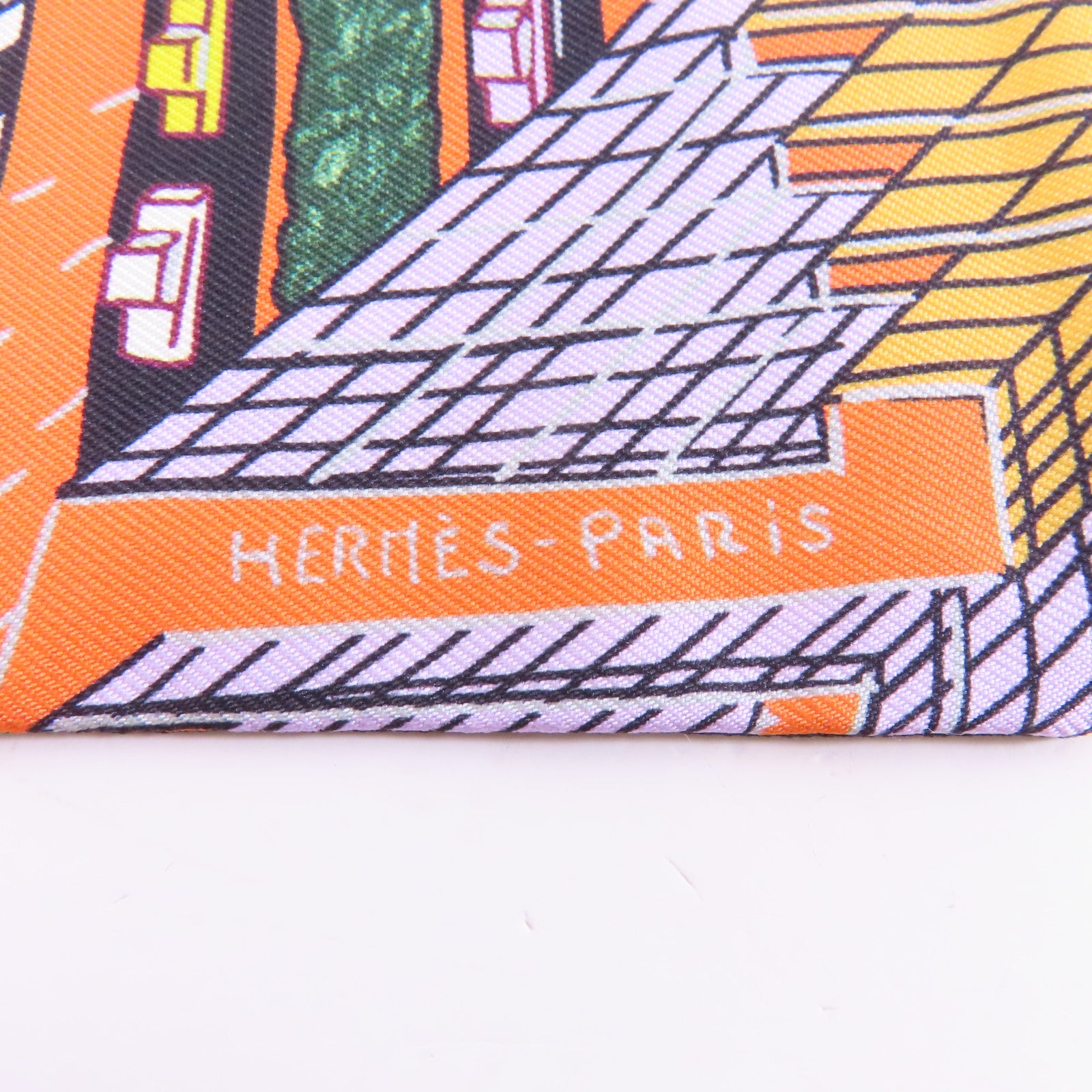 HERMES 絲質Twilly絲巾黑色/紫色/彩色