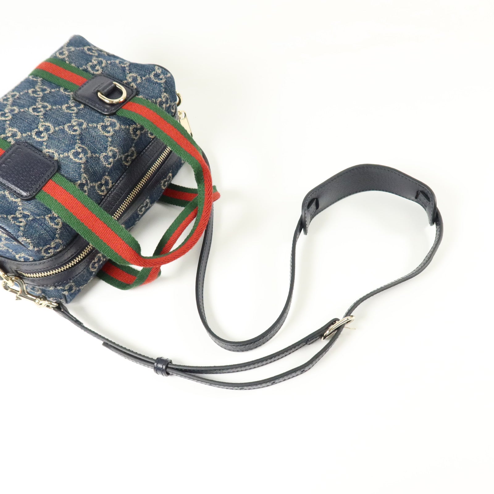 GUCCI 牛仔布Ophidia Boston銀扣手挽肩背兩用袋
