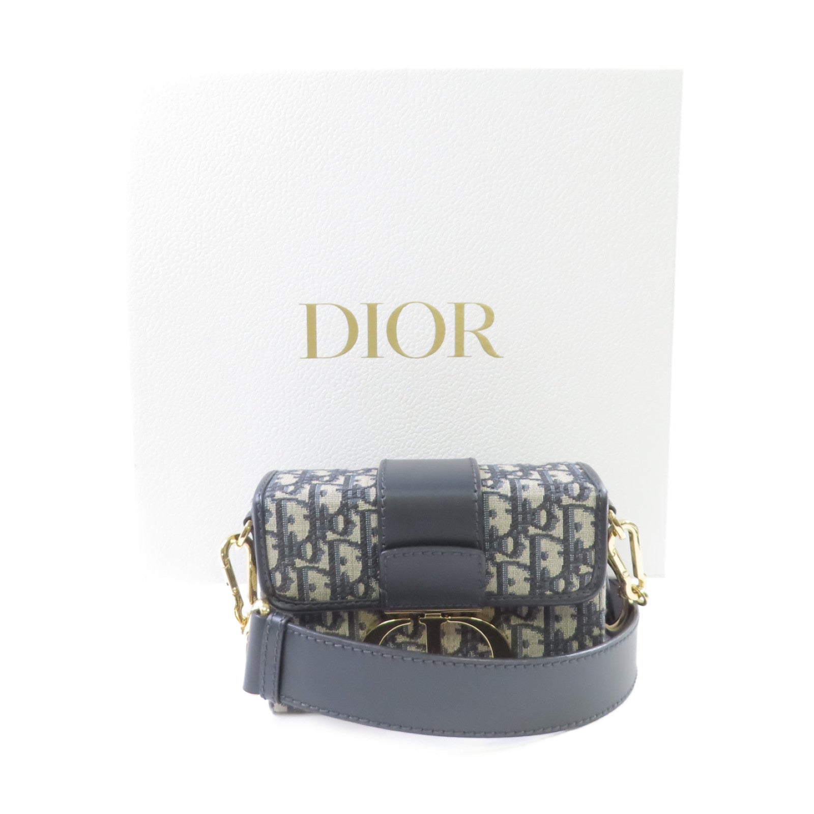 Dior Oblique帆布Mini Montaiqne 30 Shoulder Bag金扣肩背袋啡色/藍色