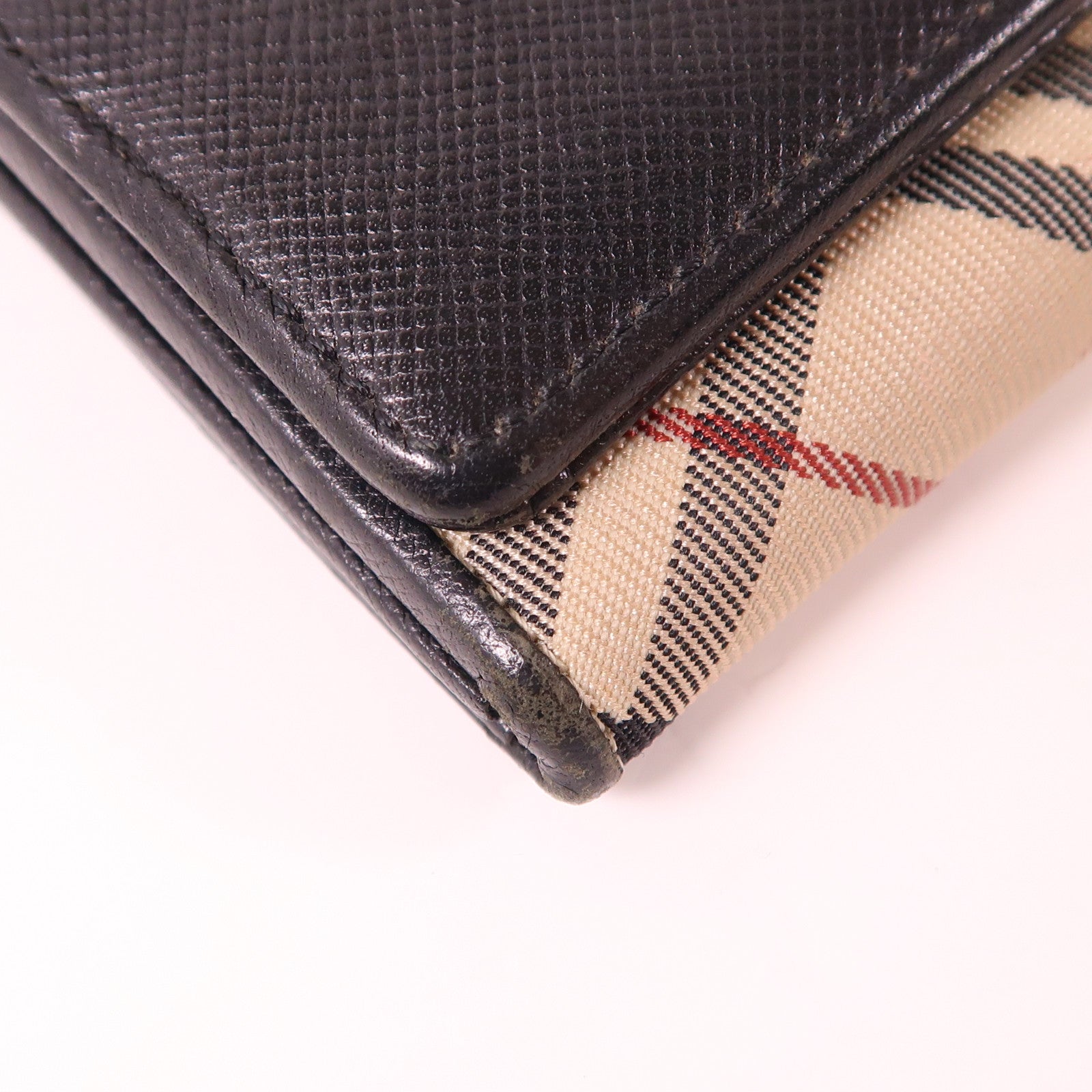 BURBERRY 帆布/皮革Wallet銀扣錢包
