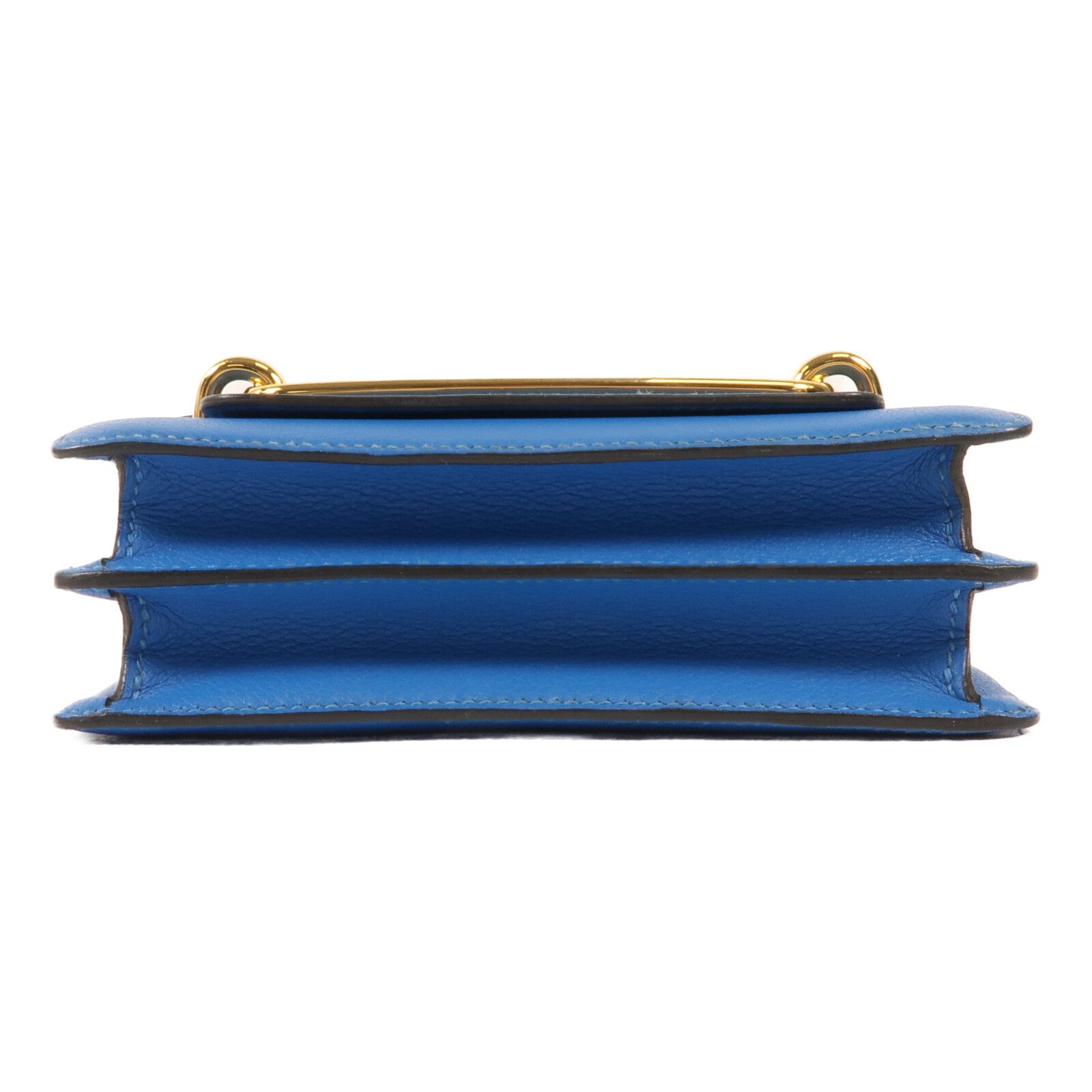 HERMES Evercolr皮革Mini Roulis金扣肩背袋Bleu Saphir