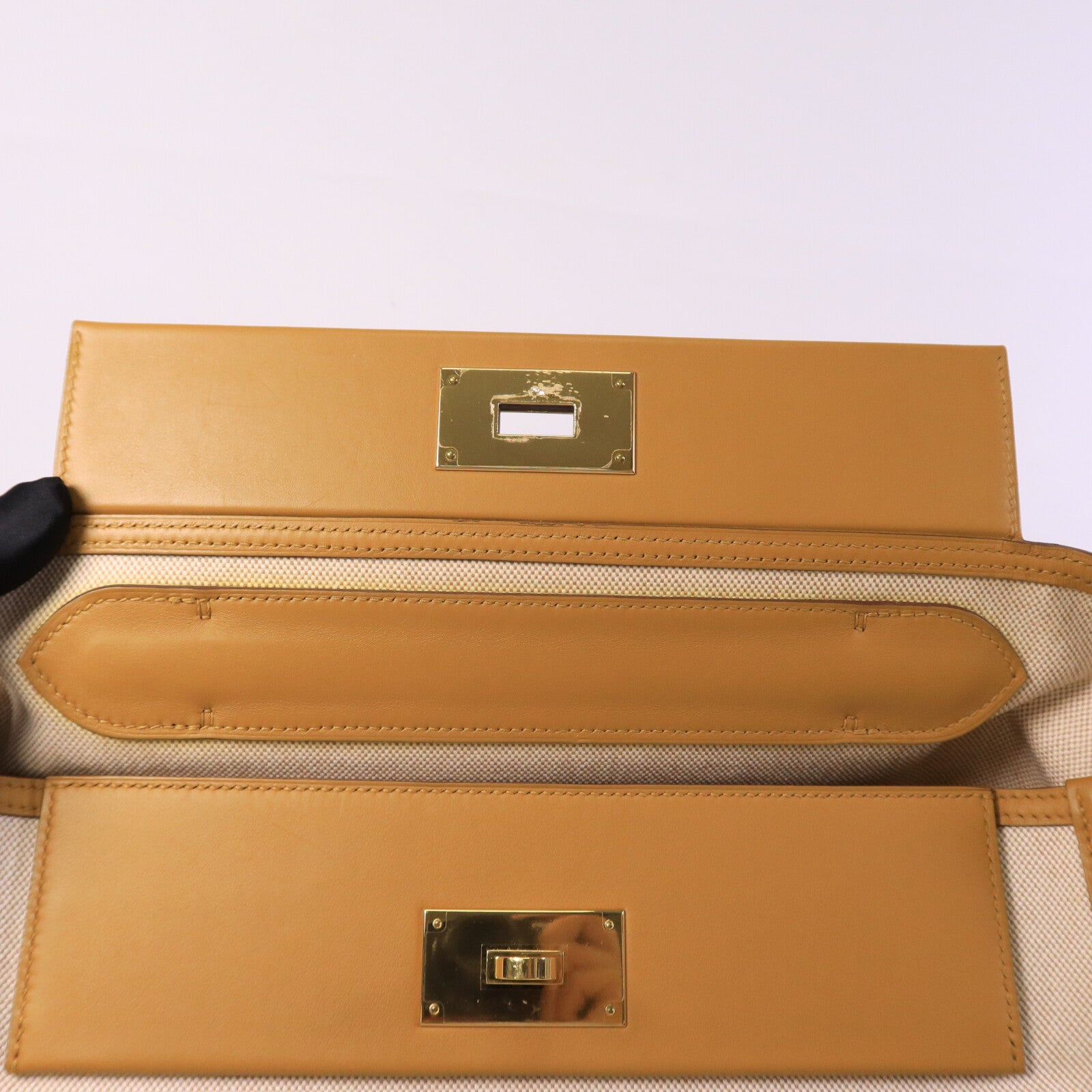 HERMES 帆布/Swift皮革24/24 35CM手挽袋Sesame