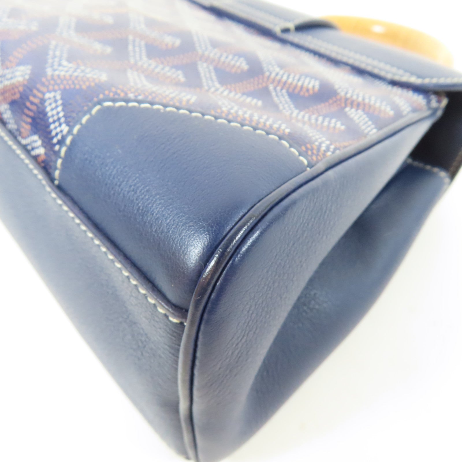 GOYARD 塗層帆布Saigon Structure Mini Bag銀扣手挽肩背兩用袋深藍色
