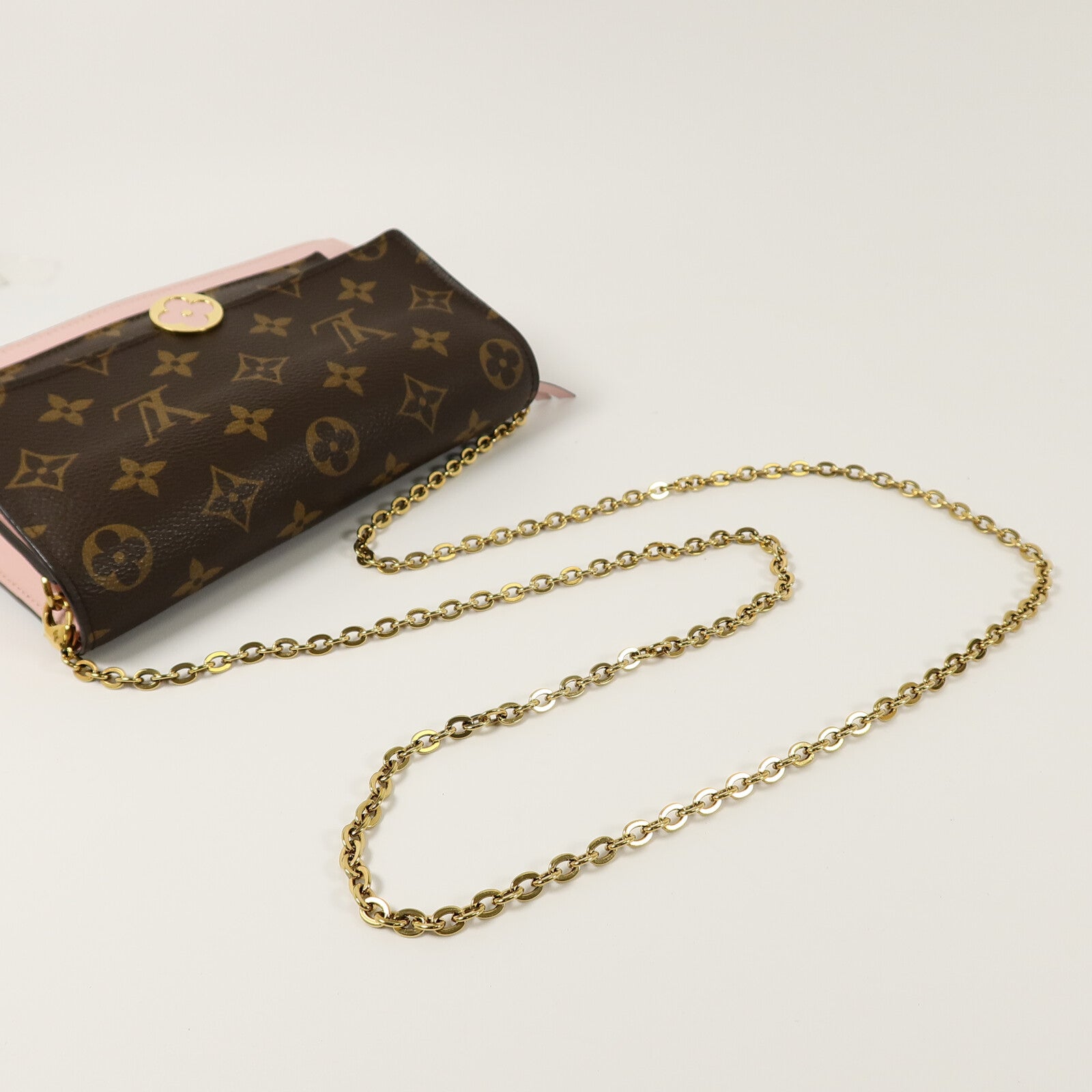 LOUIS VUITTON Monogram Flore Chain Wallet鏈帶肩背袋