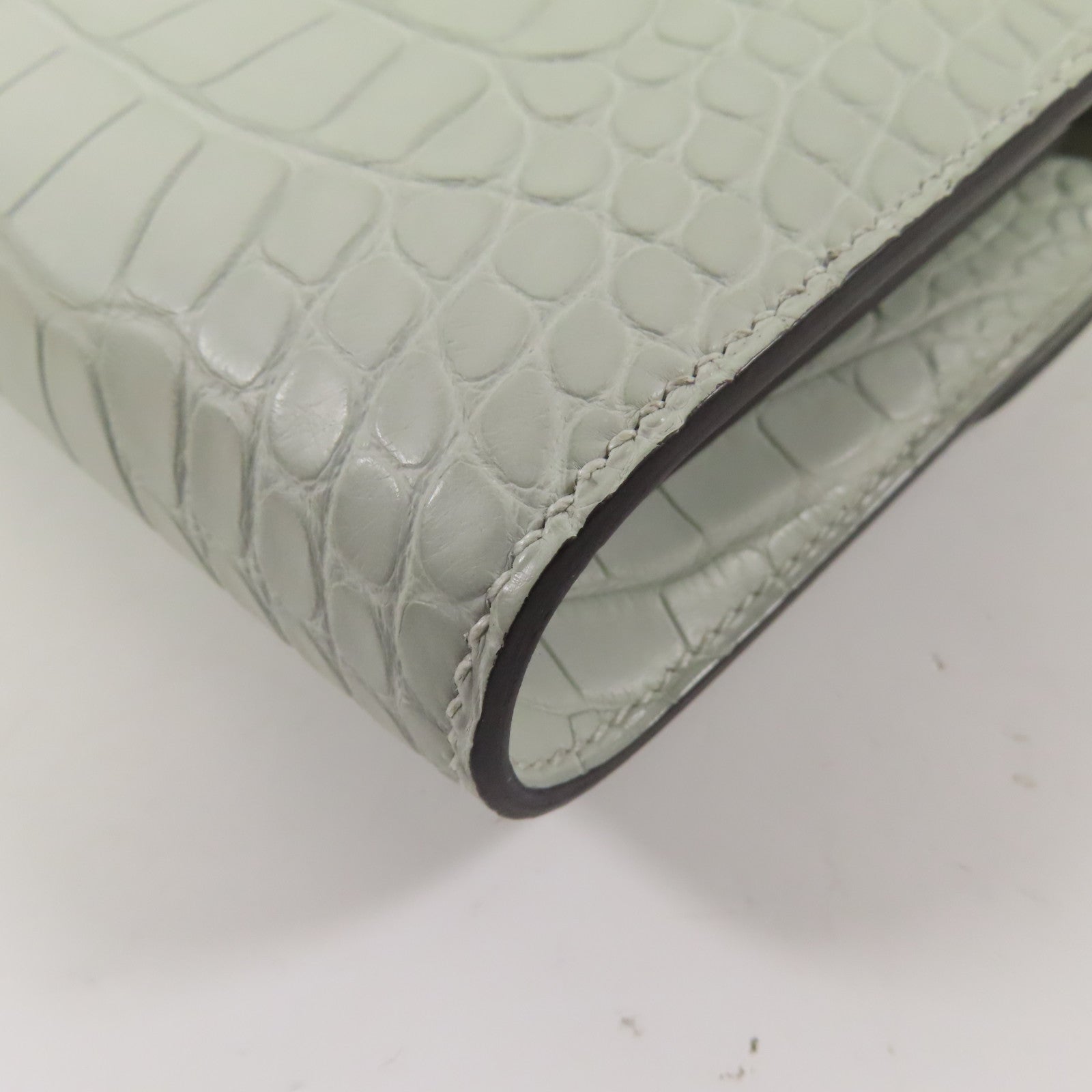 HERMES Alligator皮革Constance To Go銀扣肩背袋Gris Neve