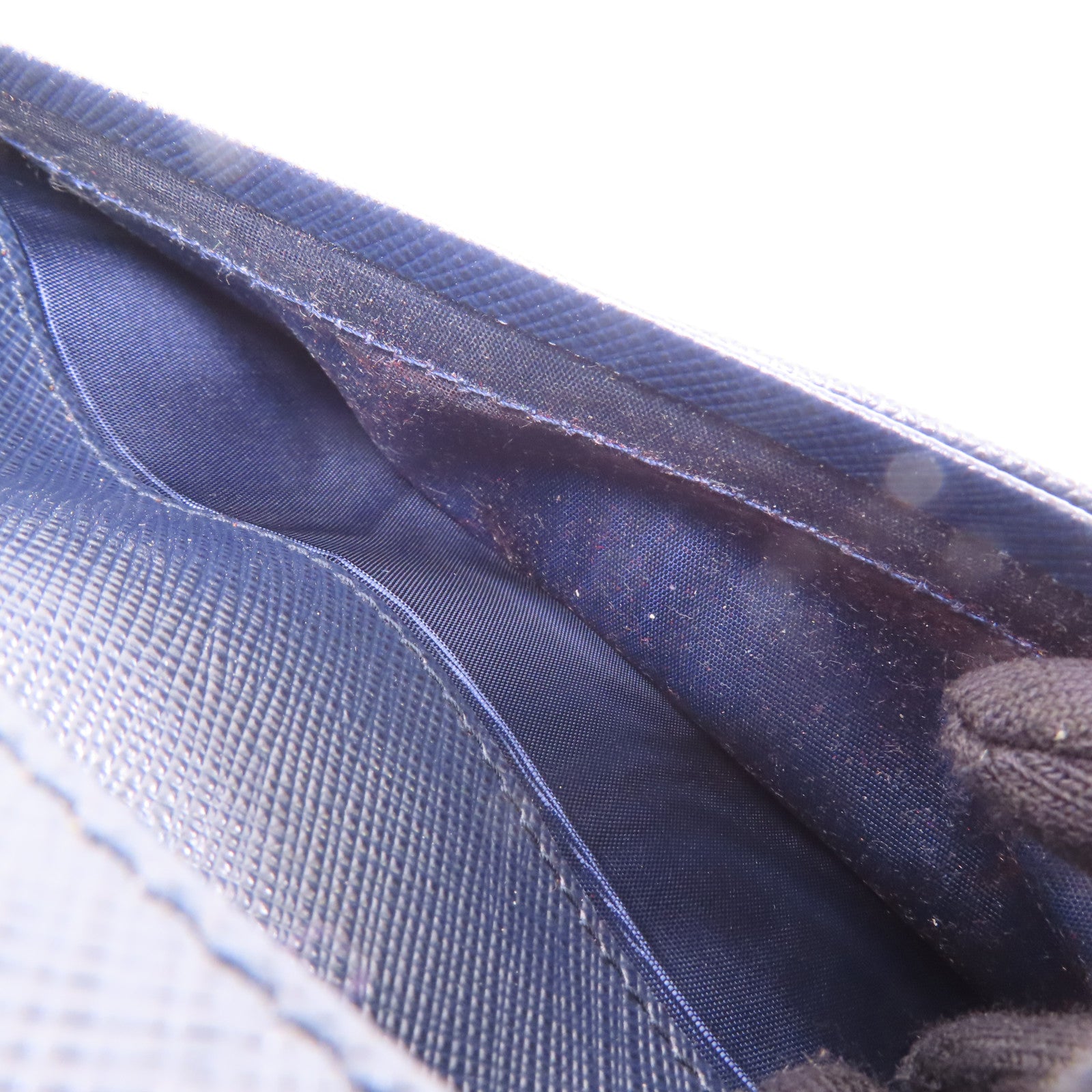 PRADA SHW Long Bifold Wallet 2MU836 Saffiano Leather Navy Blue