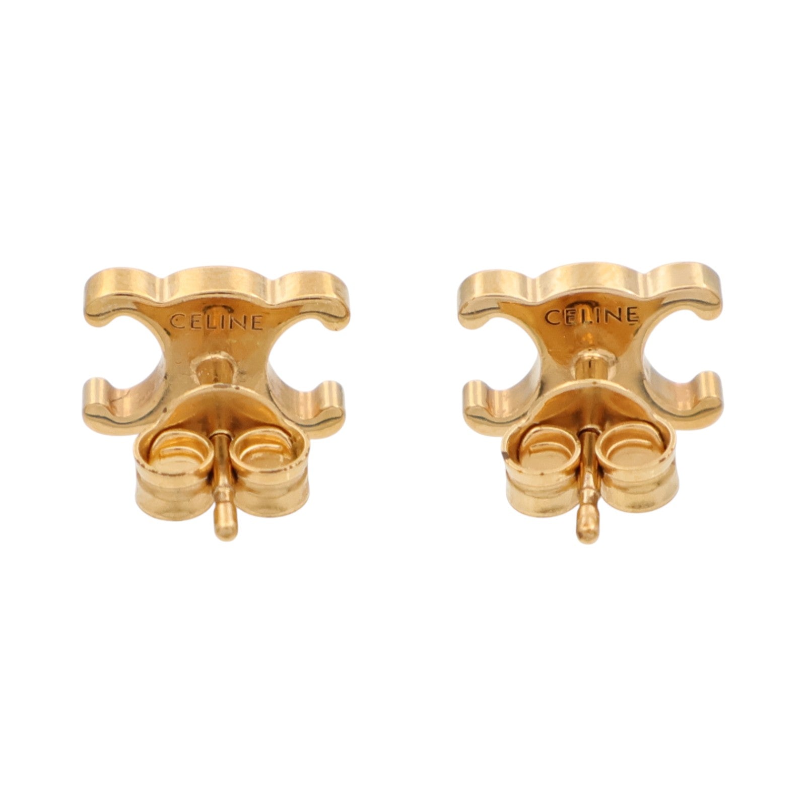 CELINE 黄銅Triomphe Studs Earrings耳環