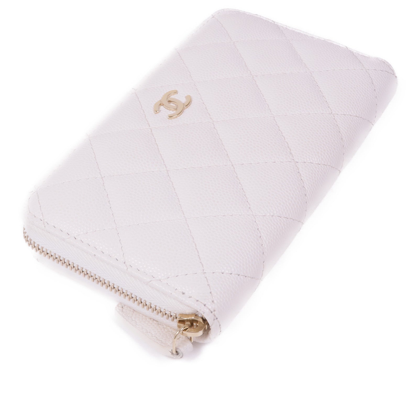 CHANEL 牛皮皮革Zipped Wallet金扣長錢包