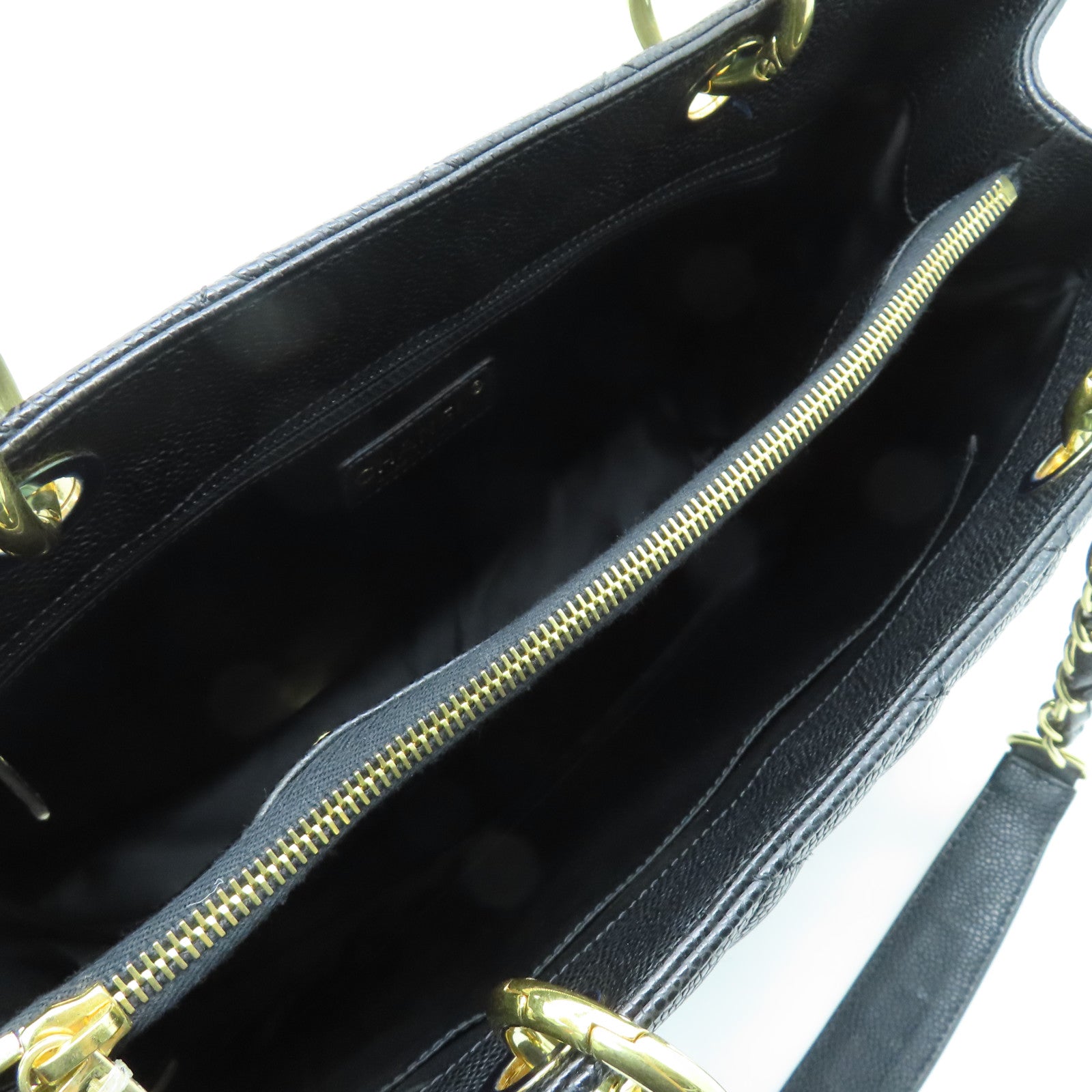 CHANEL 【激減優惠】菱格Caviar皮革GST Grand Shopping Tote Bag金扣肩背袋黑色