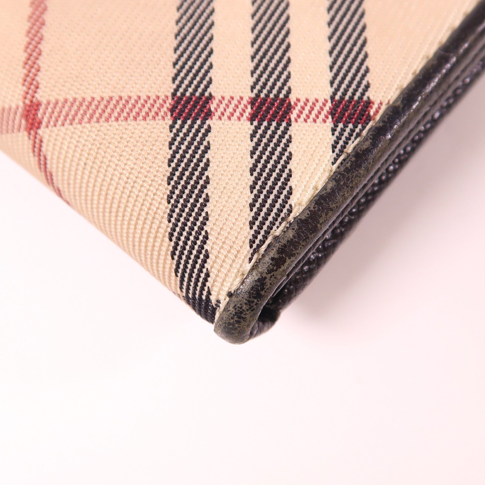 BURBERRY 帆布/皮革Wallet銀扣錢包