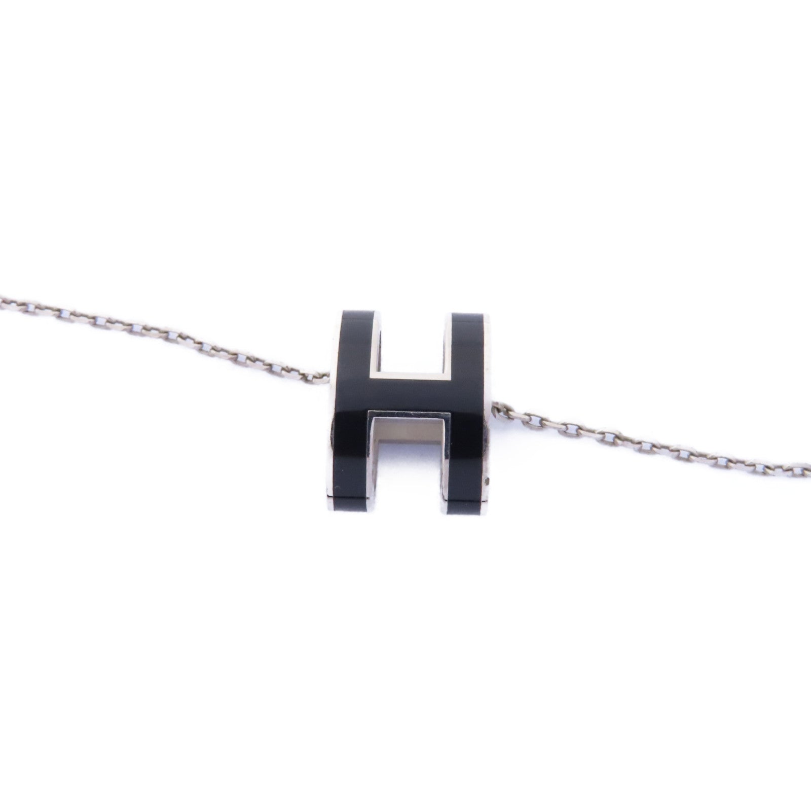 HERMES 金屬Pop H Necklace項鍊銀色/黑色