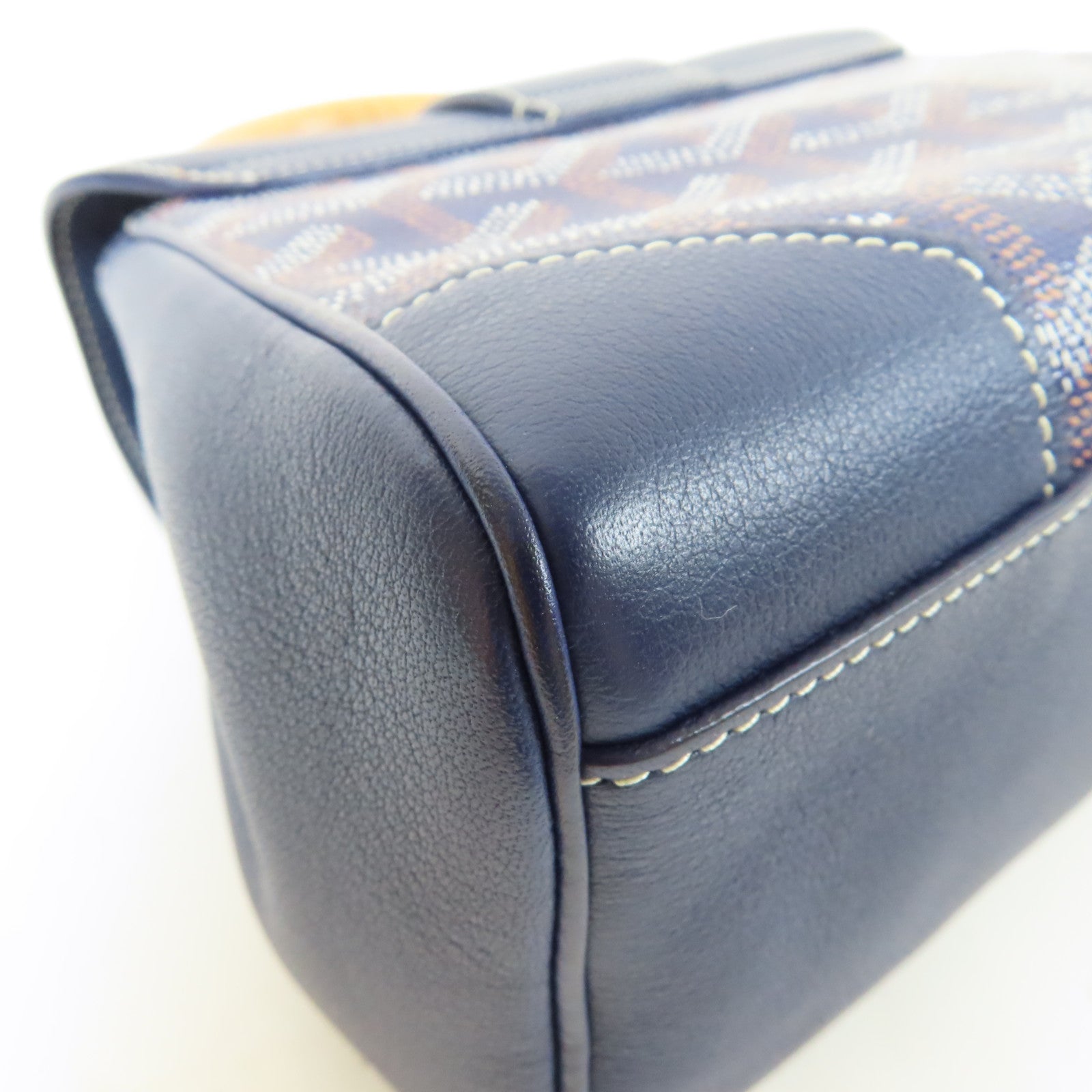 GOYARD 塗層帆布Saigon Structure Mini Bag銀扣手挽肩背兩用袋深藍色