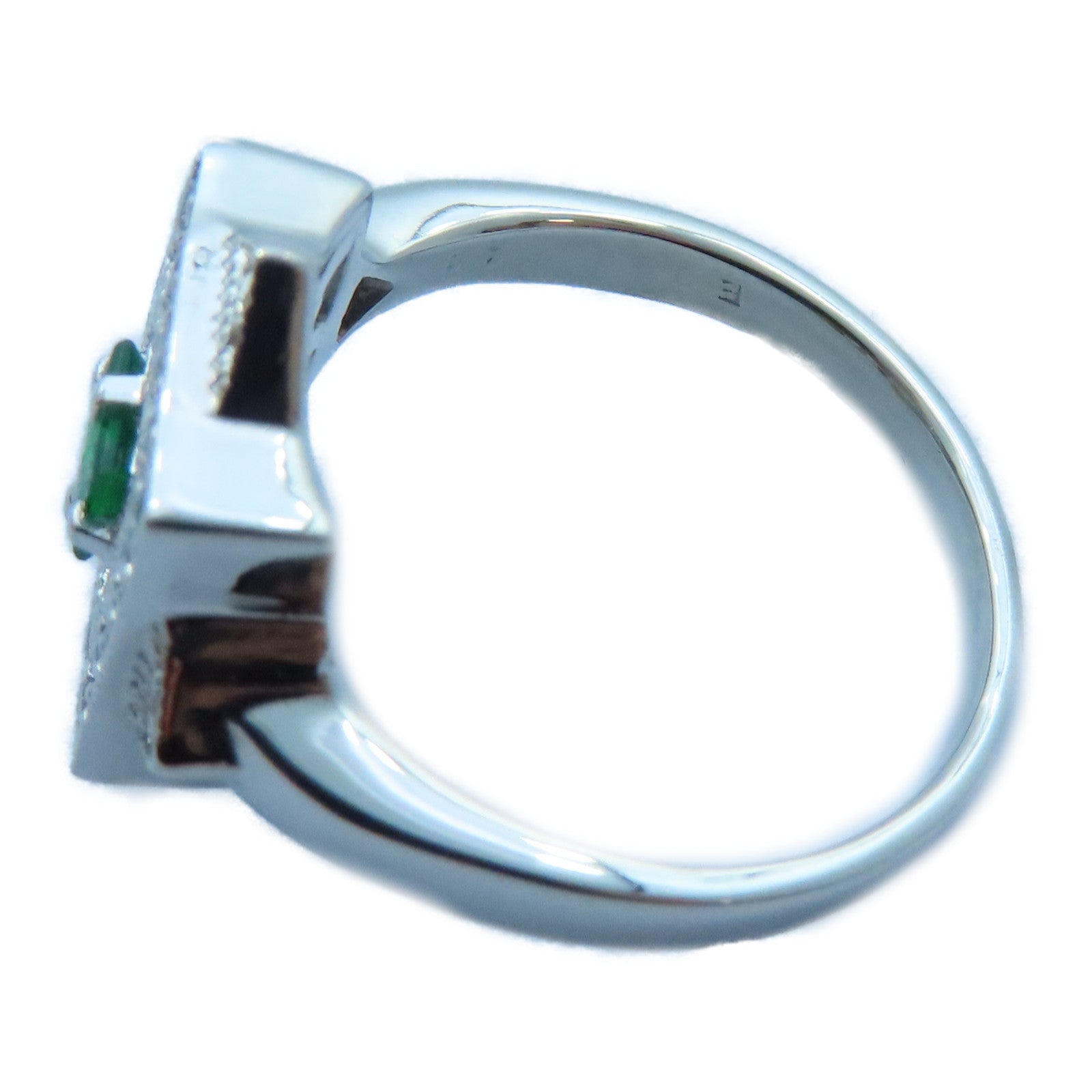 JEWELRY 【激減優惠】PT900白金Emerald/Diamond Ring 0.26ct綠寶石/0.29ct鑽石戒指US#7.5