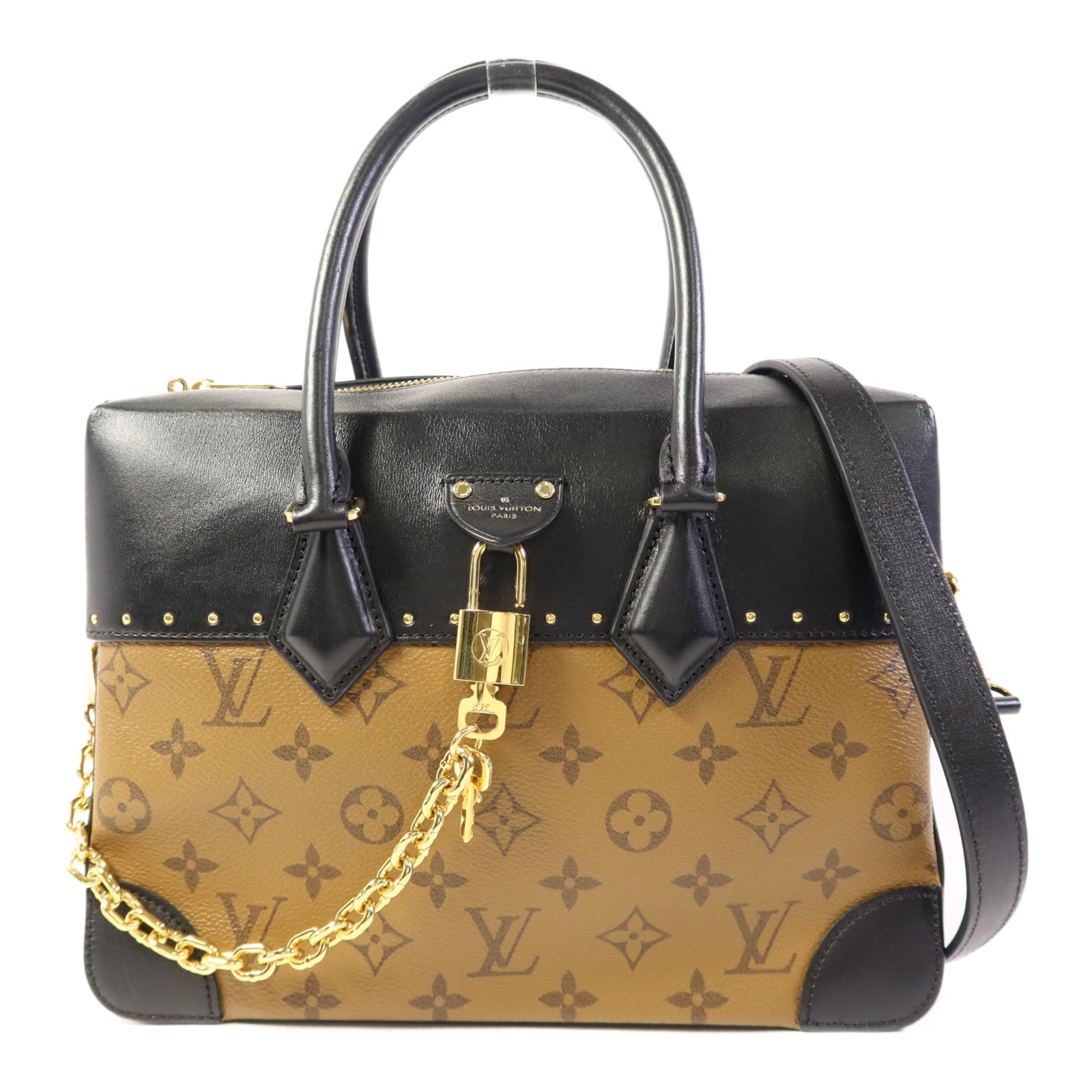 LOUIS VUITTON Monogram Reverse City Malle金扣手挽肩背兩用袋