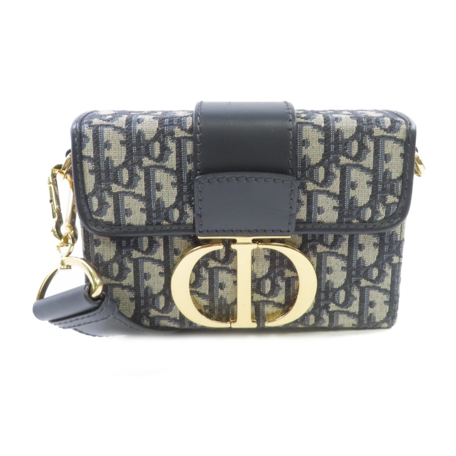 Dior Oblique帆布Mini Montaiqne 30 Shoulder Bag金扣肩背袋啡色/藍色
