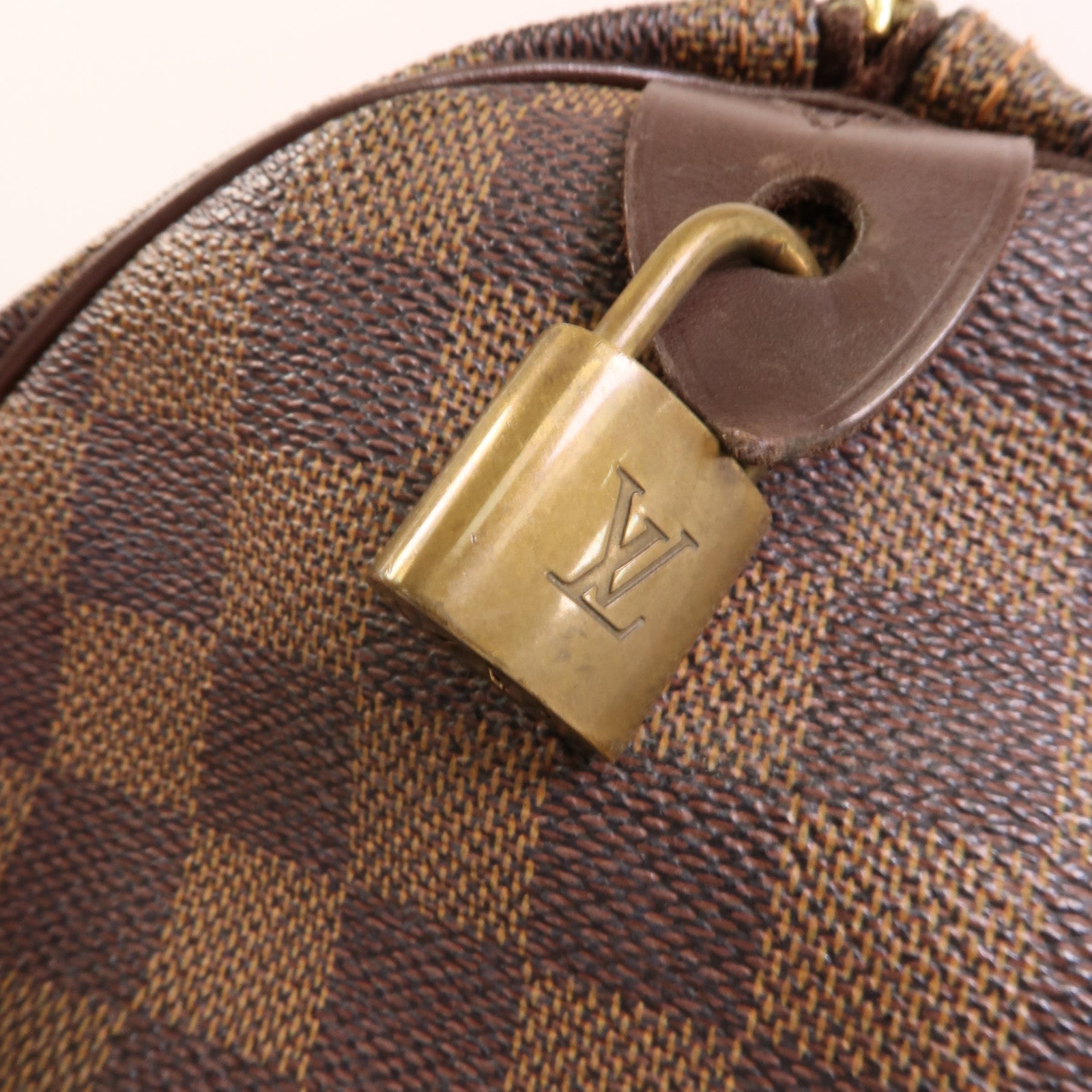 LOUIS VUITTON Damier Speedy 30金扣手挽袋