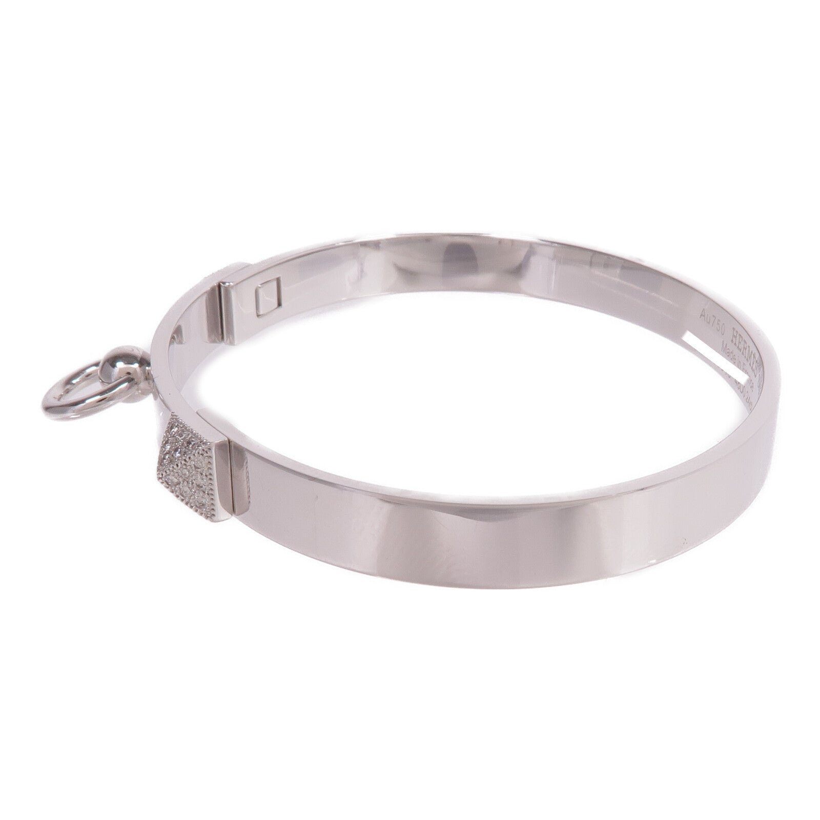 HERMES 18K白金Collier de chien Bracelet鑽石手鐲
