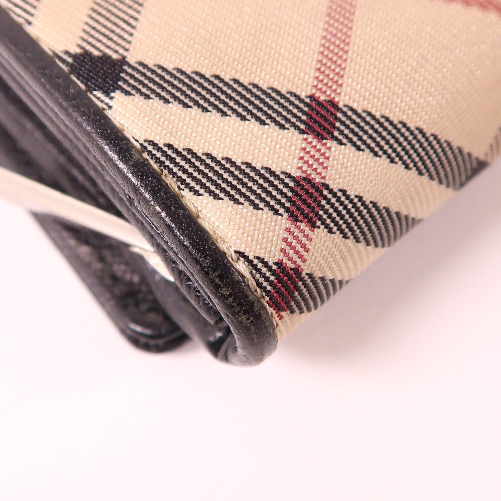 BURBERRY 帆布/皮革Wallet銀扣錢包