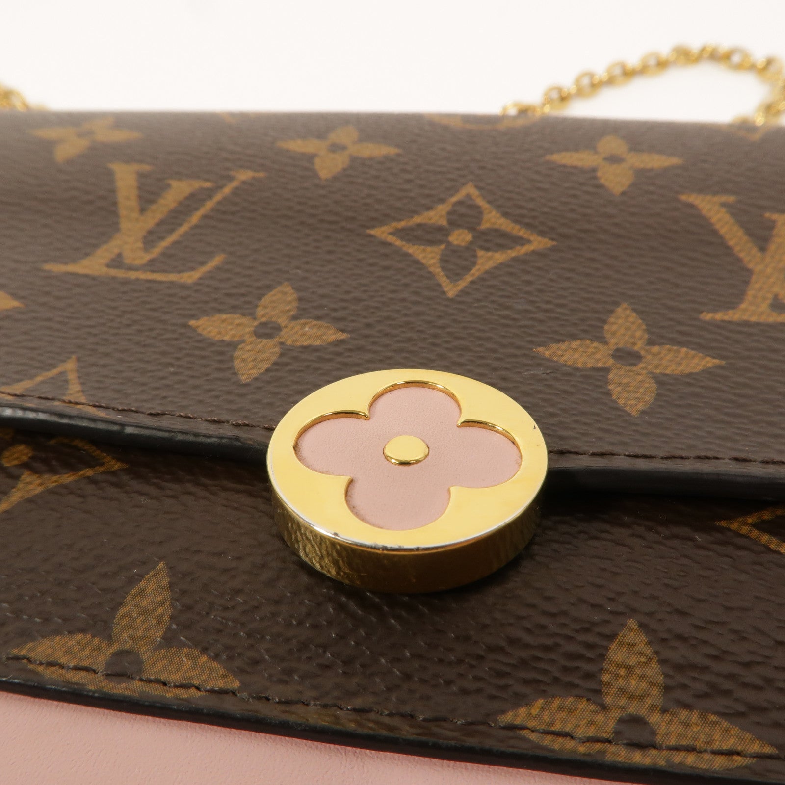 LOUIS VUITTON Monogram Flore Chain Wallet鏈帶肩背袋