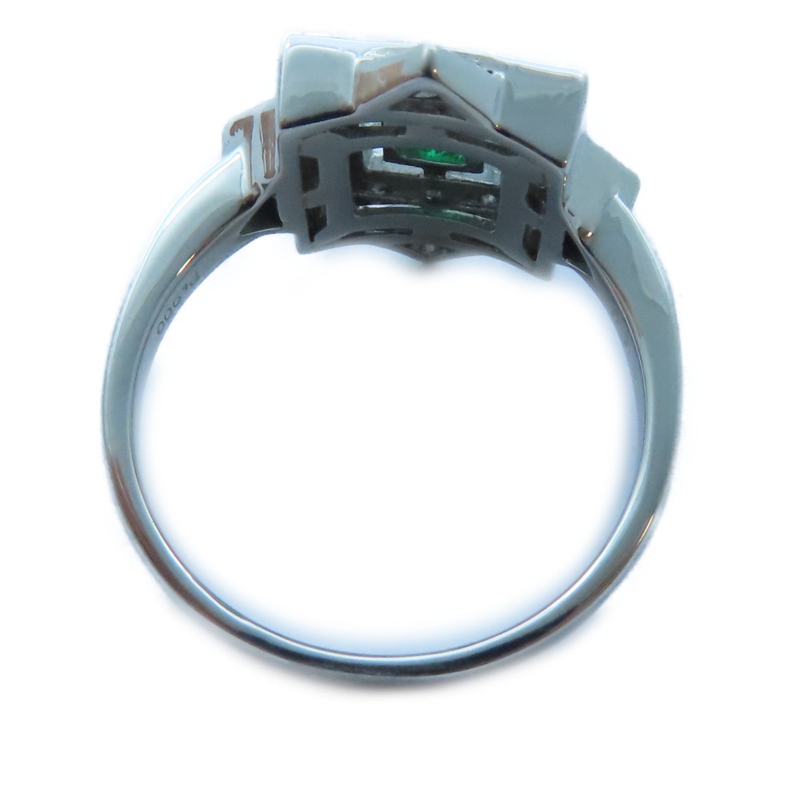 JEWELRY 【激減優惠】PT900白金Emerald/Diamond Ring 0.26ct綠寶石/0.29ct鑽石戒指US#7.5