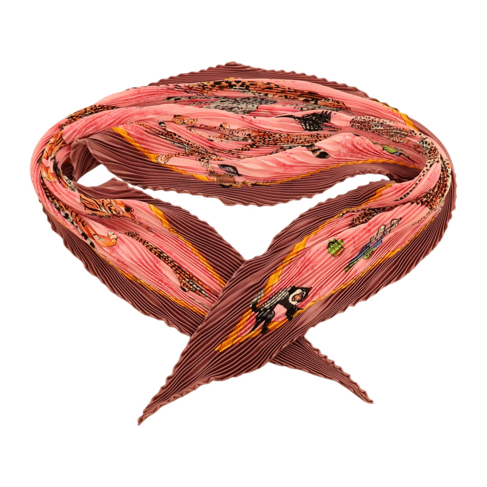HERMES 絲質Pleated Triangle Scarf絲巾
