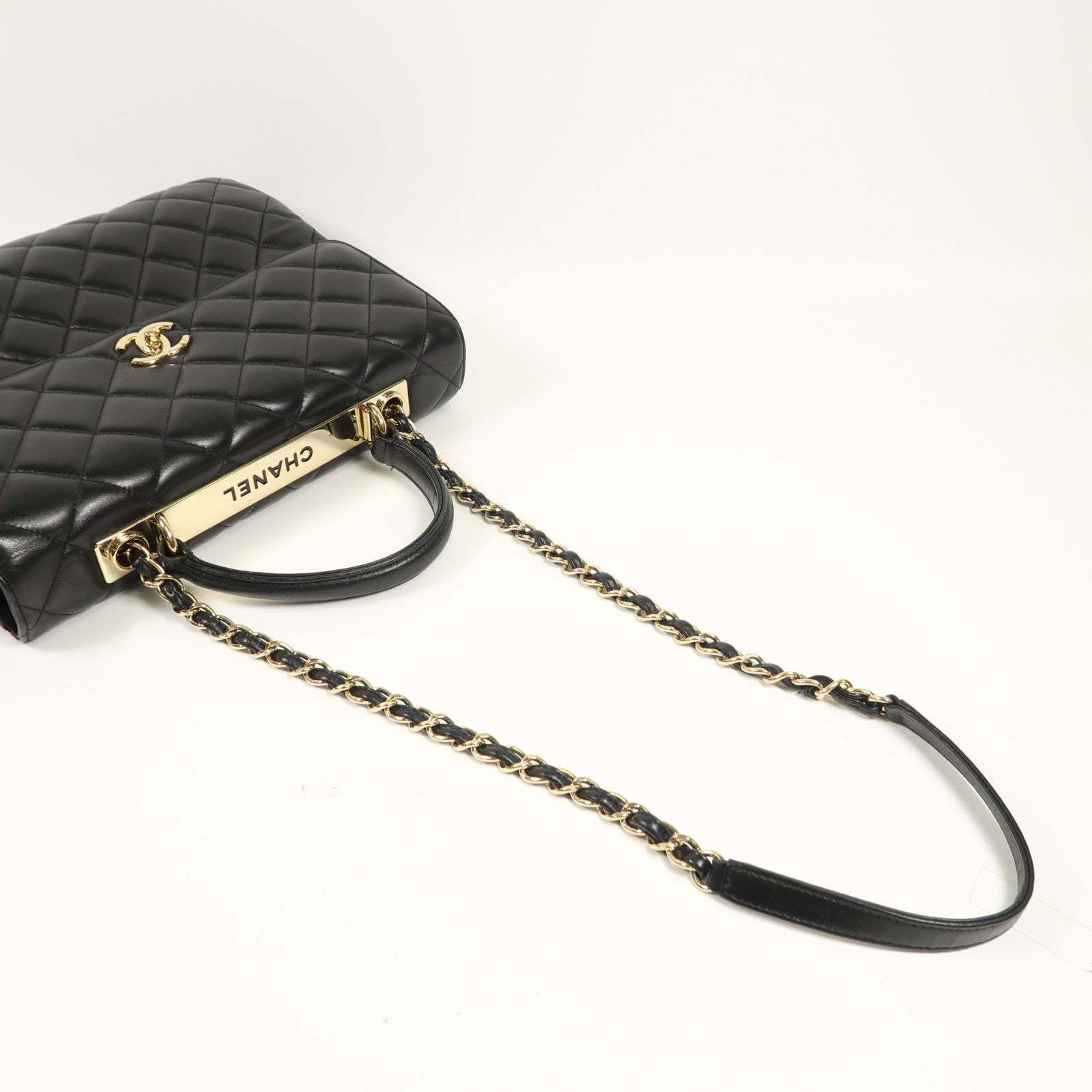 CHANEL CC GHW Trendy CC 2 Way Bag Lambskin Leather Black