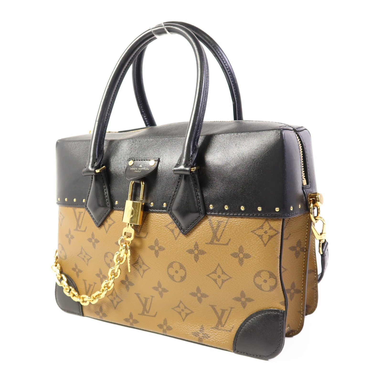 LOUIS VUITTON Monogram Reverse City Malle金扣手挽肩背兩用袋