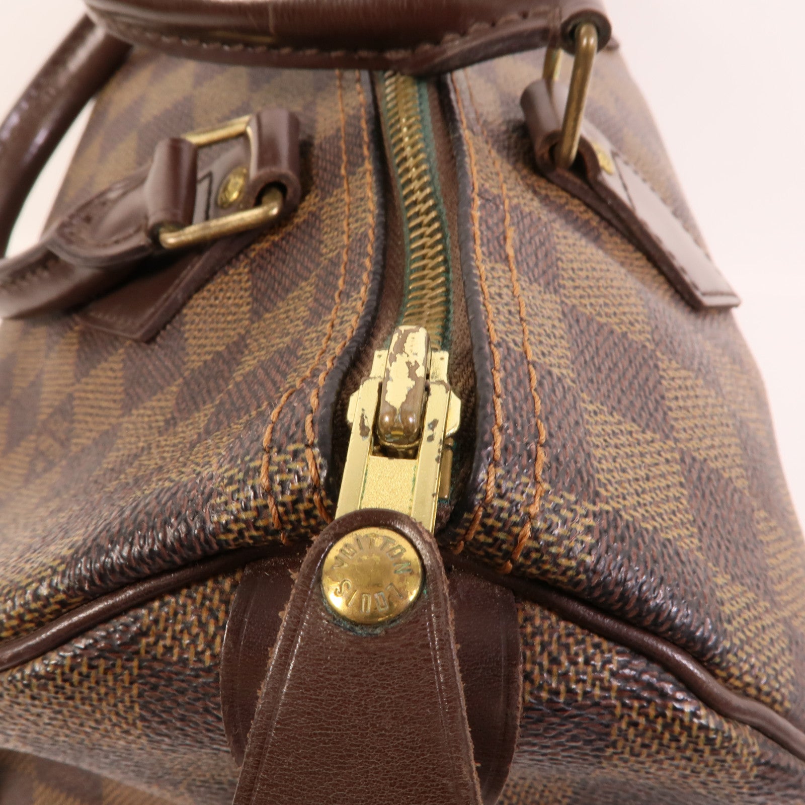 LOUIS VUITTON Damier Speedy 30金扣手挽袋
