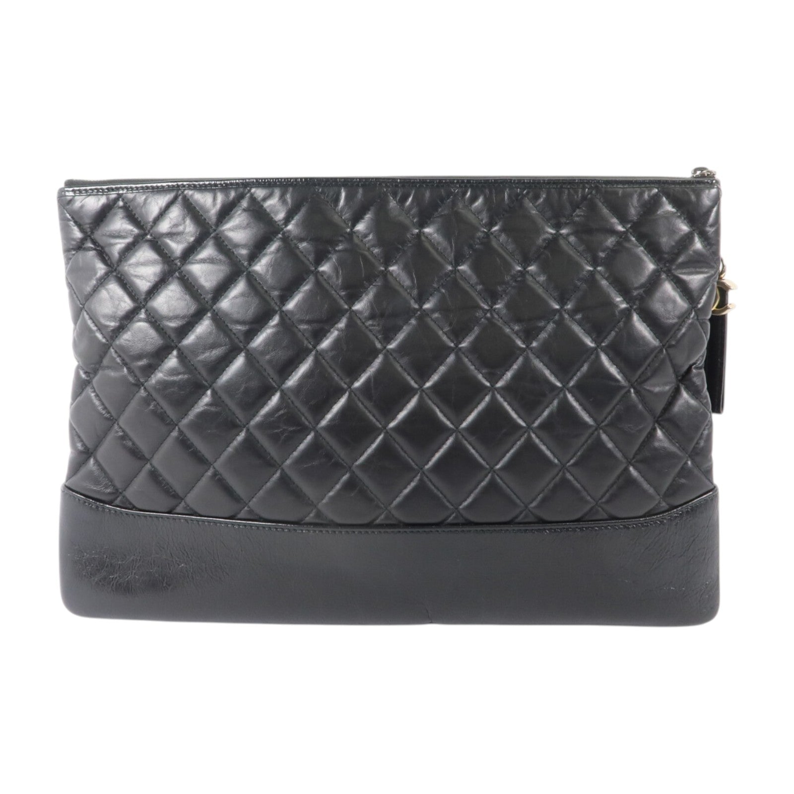 CHANEL 牛皮皮革Large Gabrielle O Case Clutch銀扣手拿包