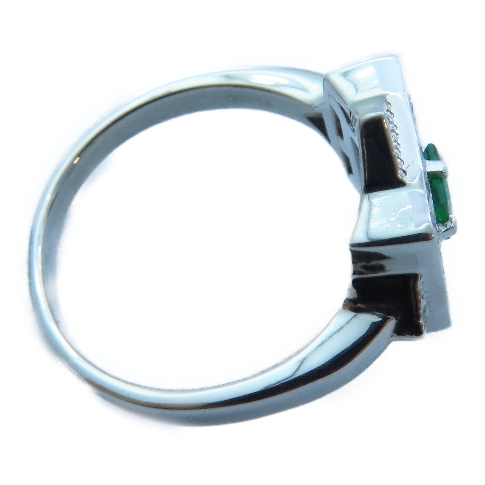 JEWELRY 【激減優惠】PT900白金Emerald/Diamond Ring 0.26ct綠寶石/0.29ct鑽石戒指US#7.5